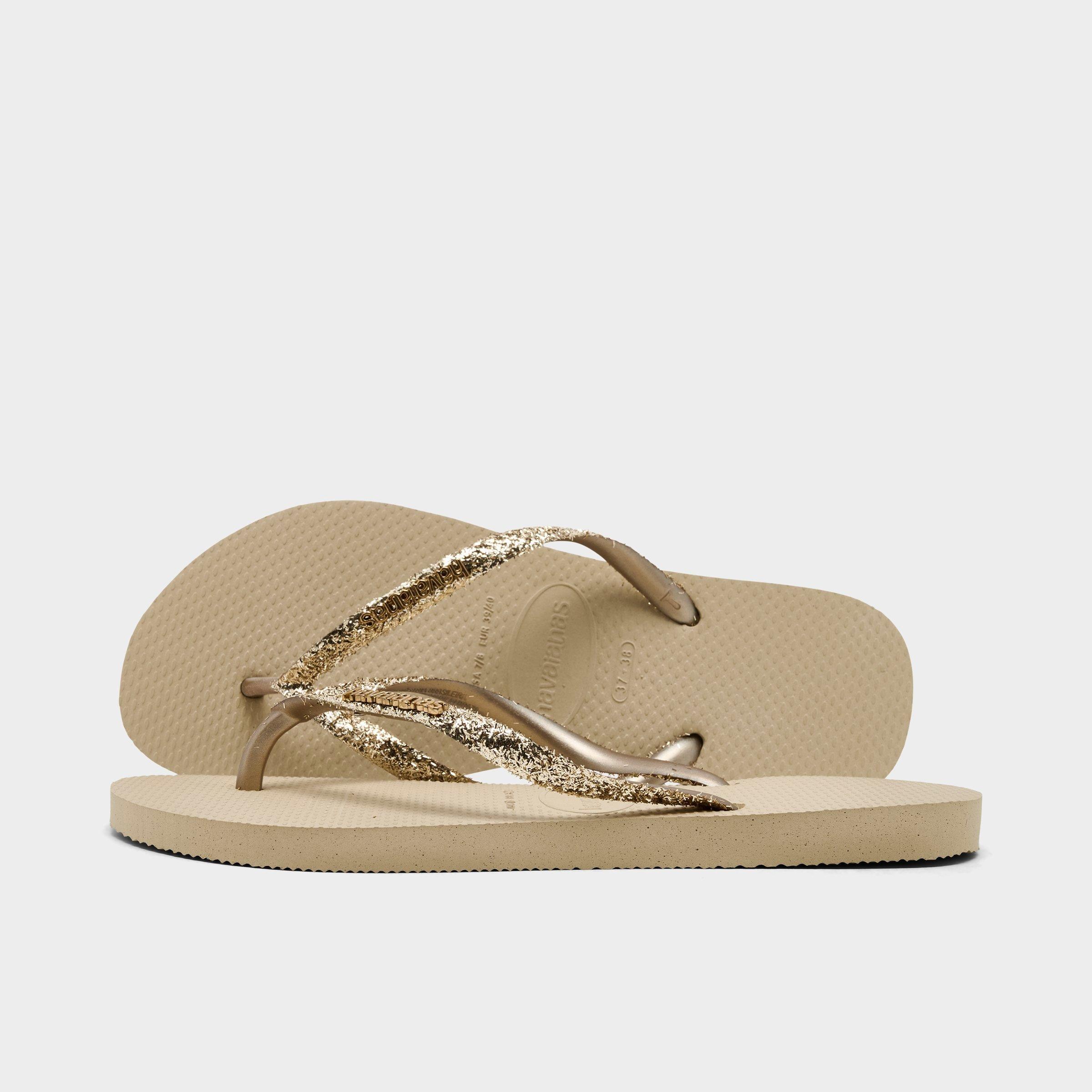 Havaianas Women's Slim Glitter Flip Flop Sandals in Sand Grey Size: 6
