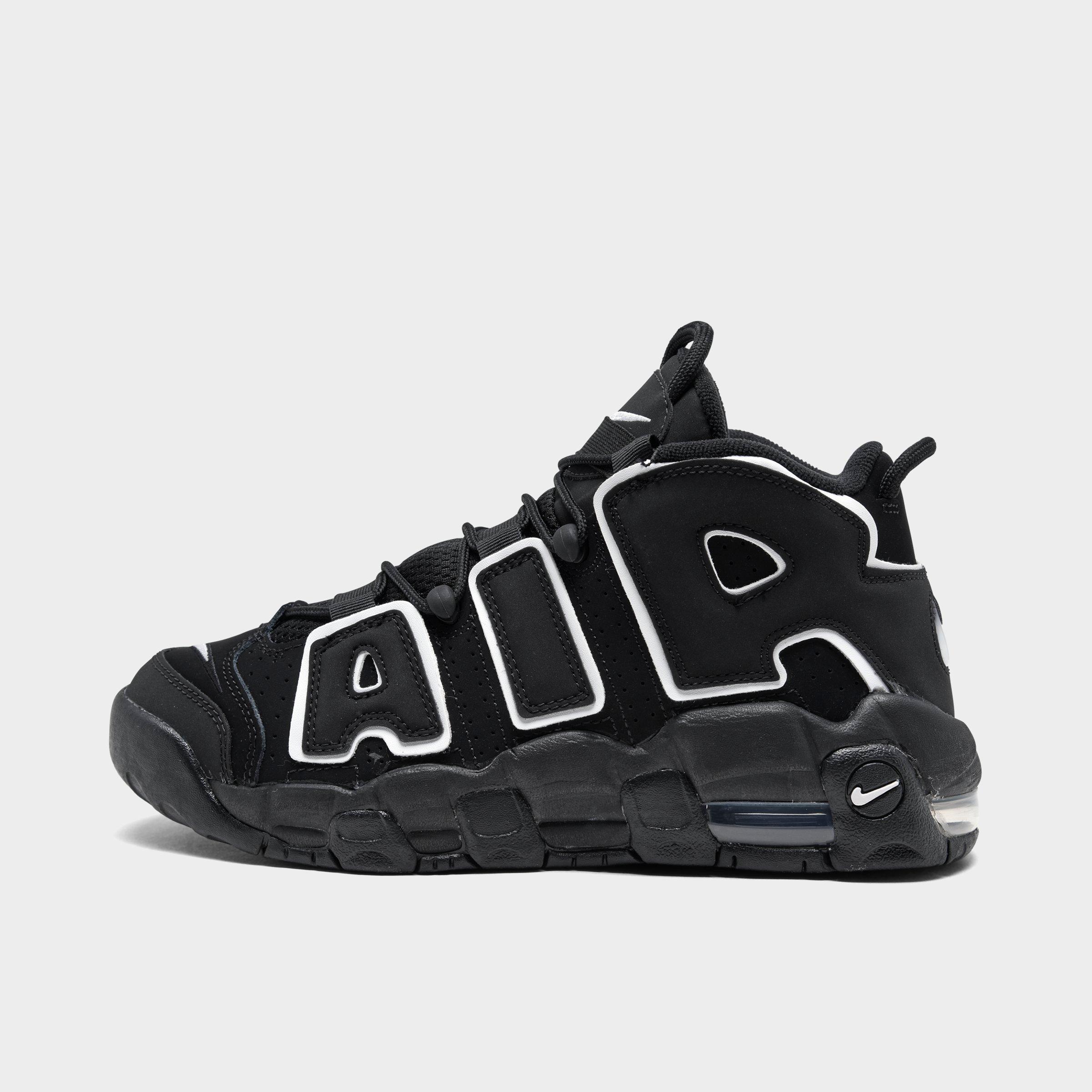 Nike Big Kids Air More Uptempo Basketball Shoes in Black/White Size: 4.5