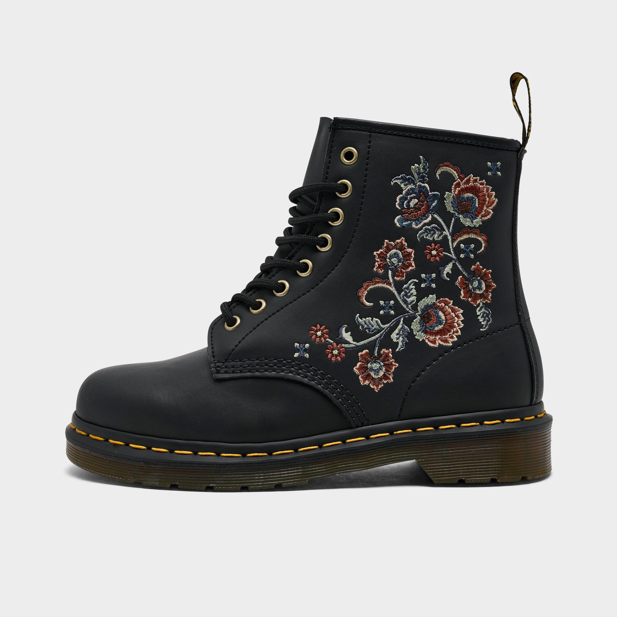 Dr. Martens Women's 1460 Vonda TF Floral Print Lace Up Boots in Black Genix Nappa Size: 6.0