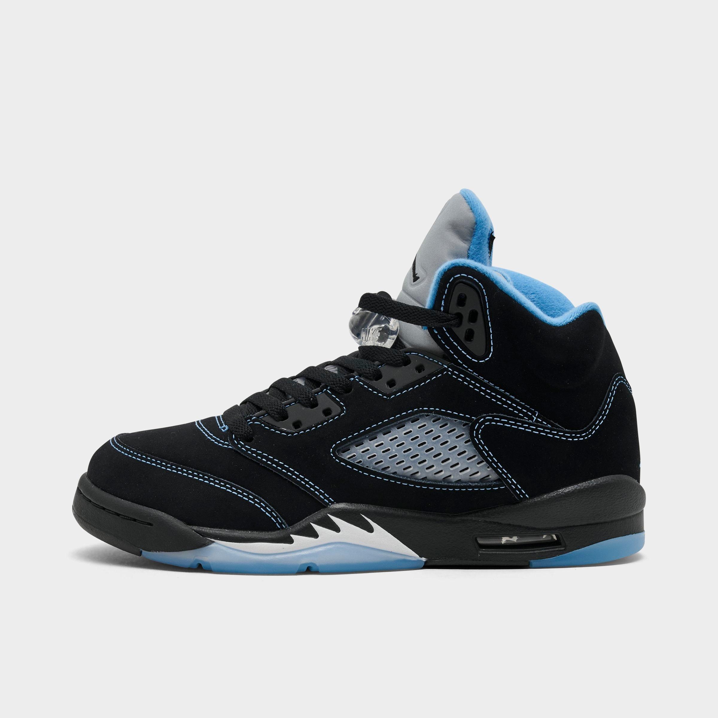 Jordan Big Kids Air Retro 5 Basketball Shoes in Black/University Blue/White Size: 5.5