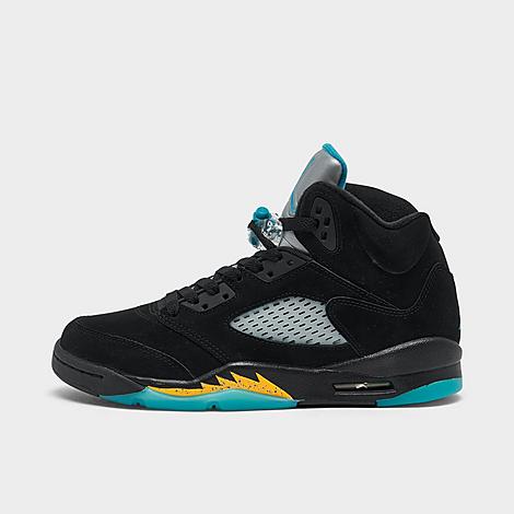 Nike Jordan Big Kids' Air Retro 5 Basketball Shoes In Black/aquatone/taxi
