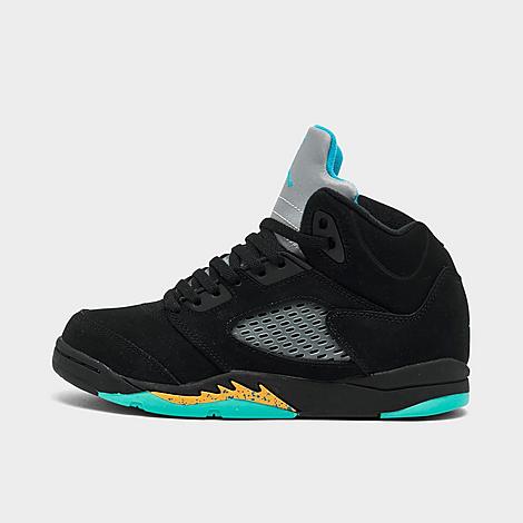 Nike Jordan Little Kids' Air Retro 5 Basketball Shoes In Black/aquatone/taxi