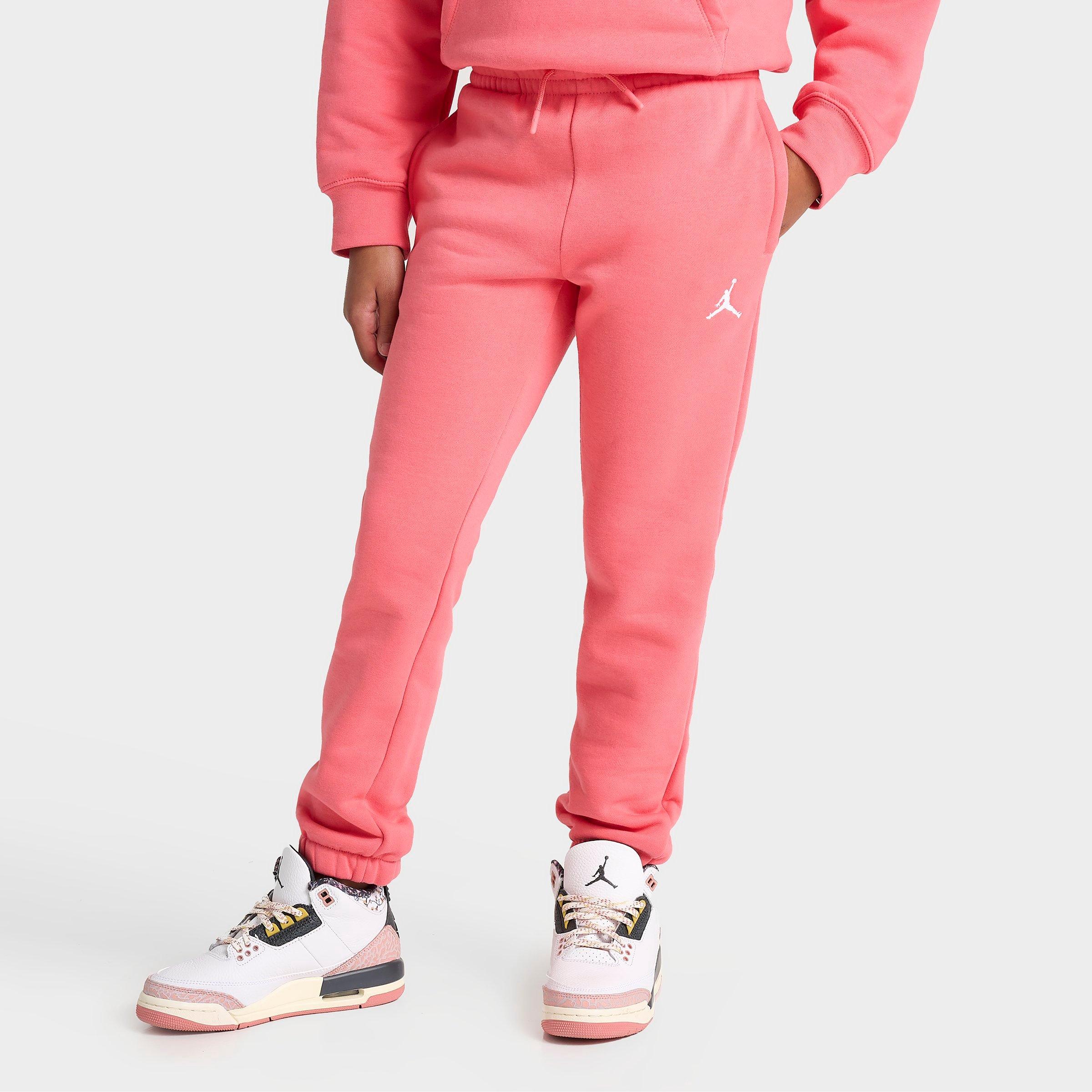 Jordan Girls' Big Kids' Brooklyn Essentials Jogger Pants in Pink/Peach Size Medium Cotton/Polyester/Fleece