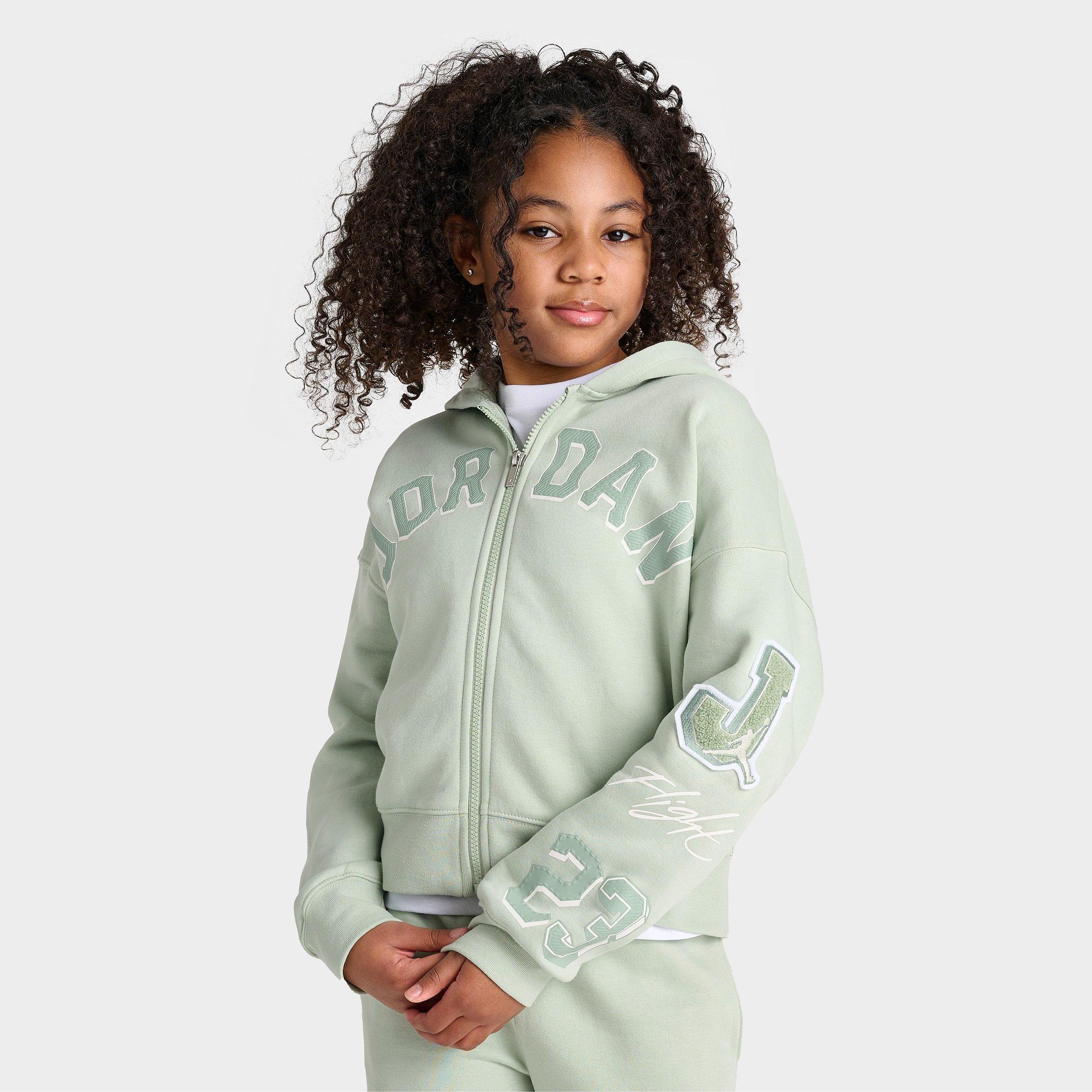 Jordan Girls' Big Kids Signature Full-Zip Hoodie in Seafoam Size: Small