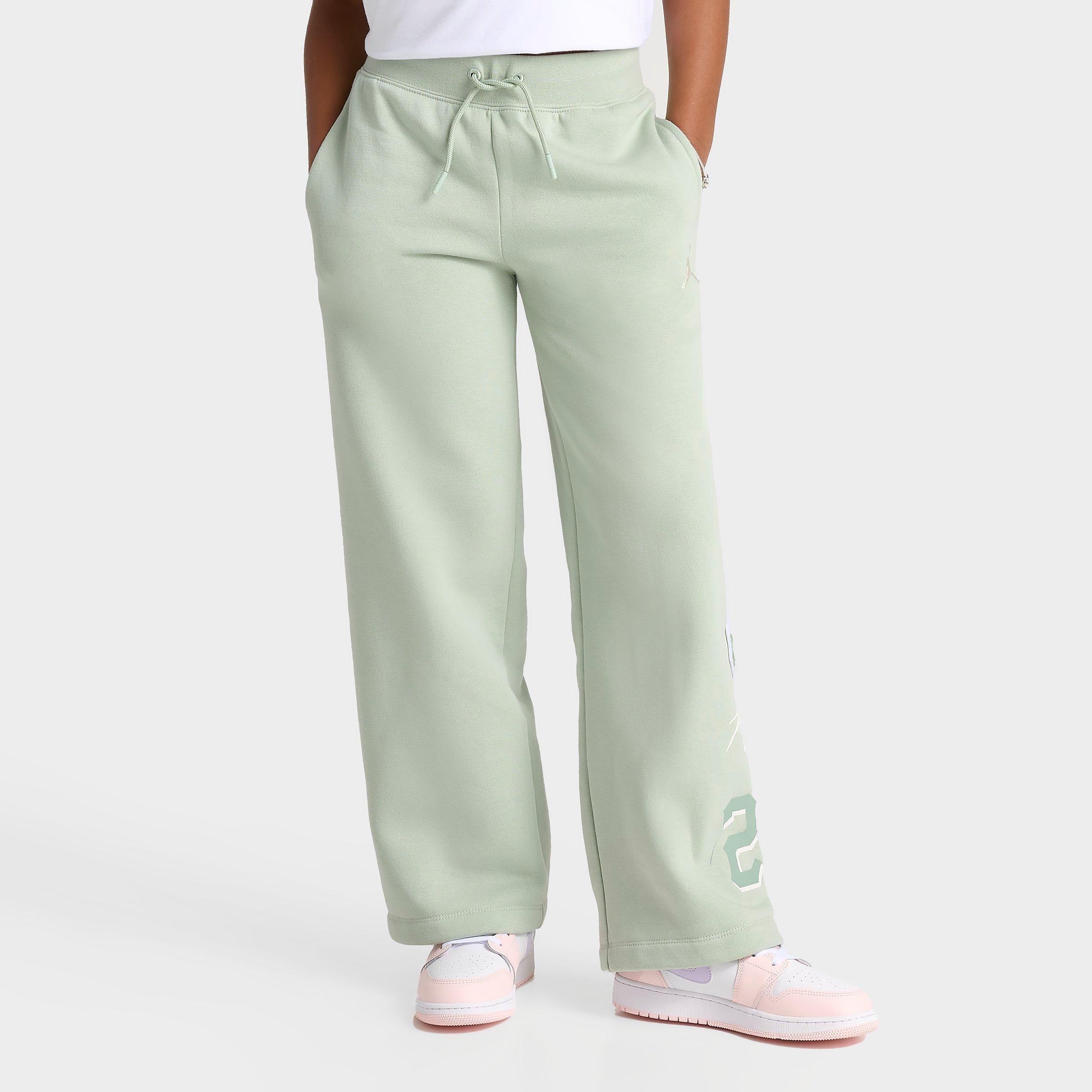 Jordan Girls' Signature Wide Leg Pants in Green/Seafoam Size Small Fleece