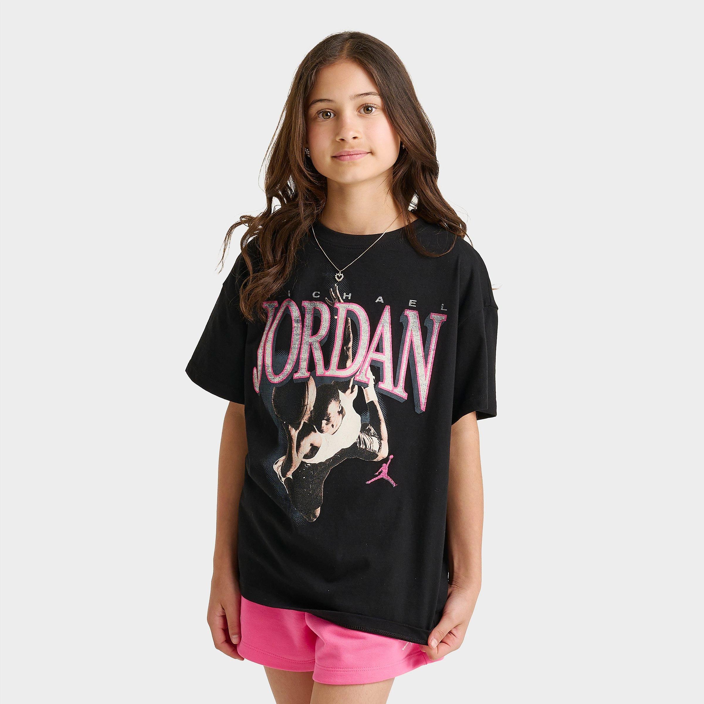 Jordan Girls' Soar Oversized T-Shirt in Black/Black Size Medium