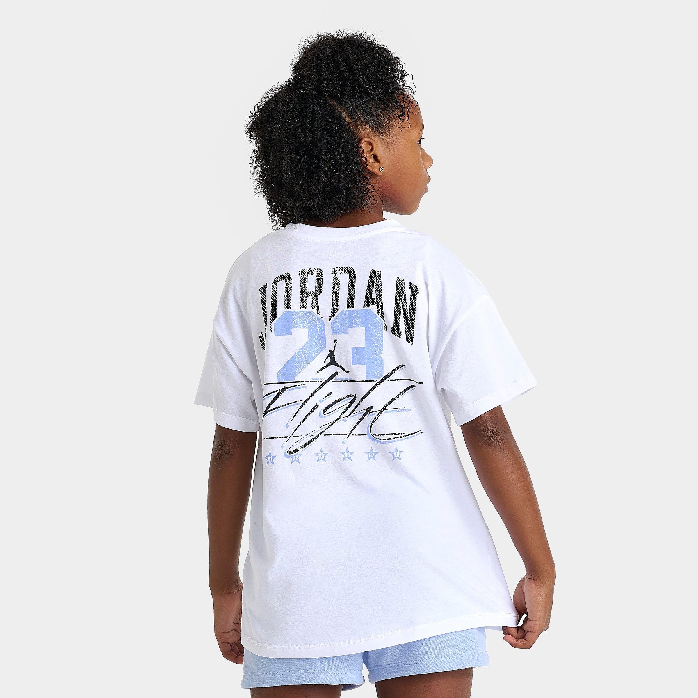 Jordan Girls' Big Kids Distressed Collegiate T-Shirt in White Size: Small