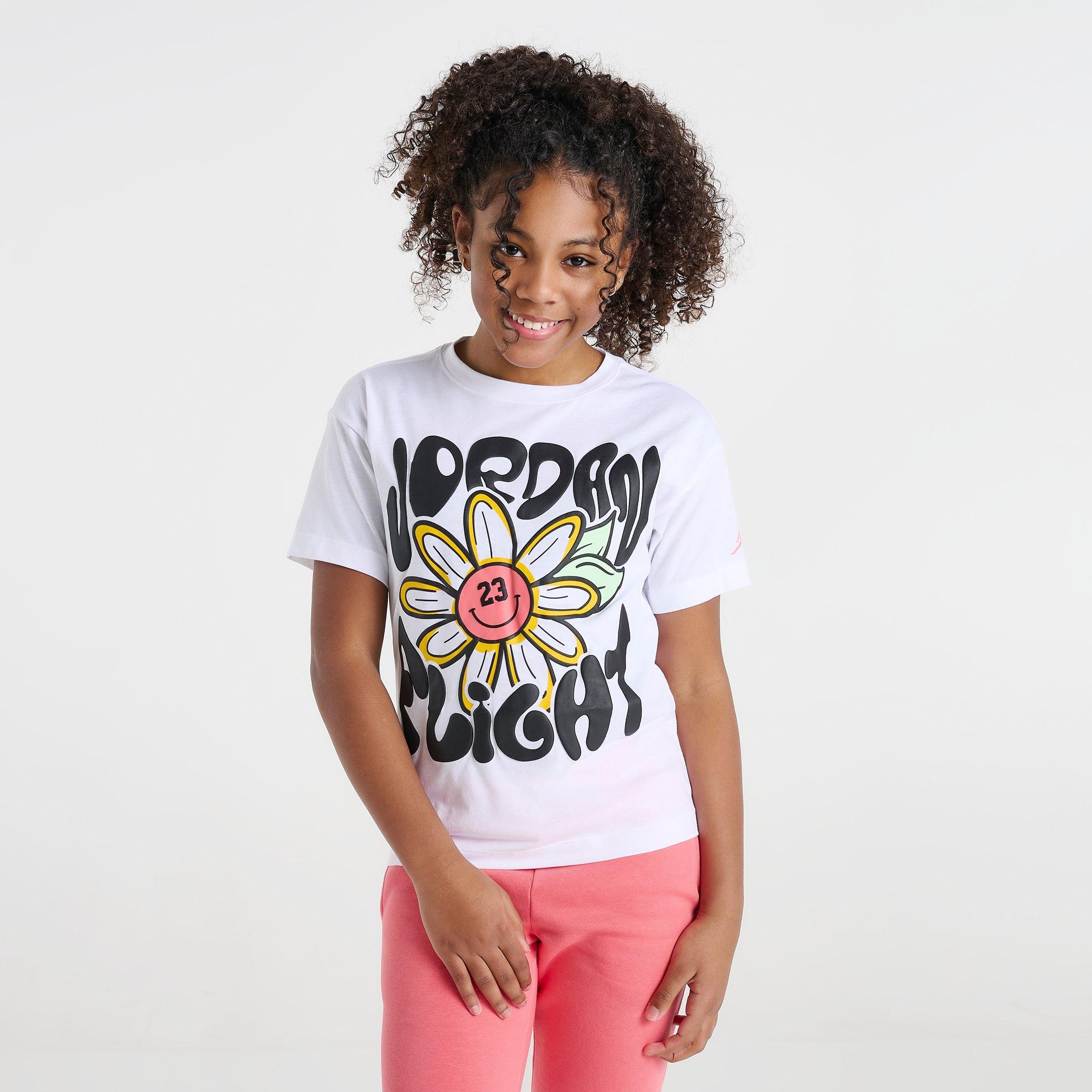 Jordan Girls' Big Kids Flight Floral T-Shirt in White Size: Small