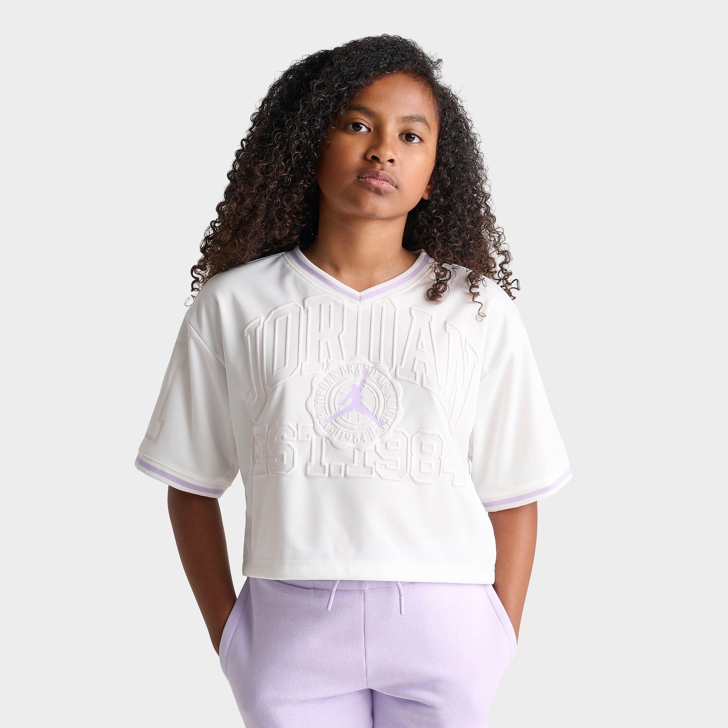 Jordan Girls' Big Kids Cropped Jersey in Sail Size: Small