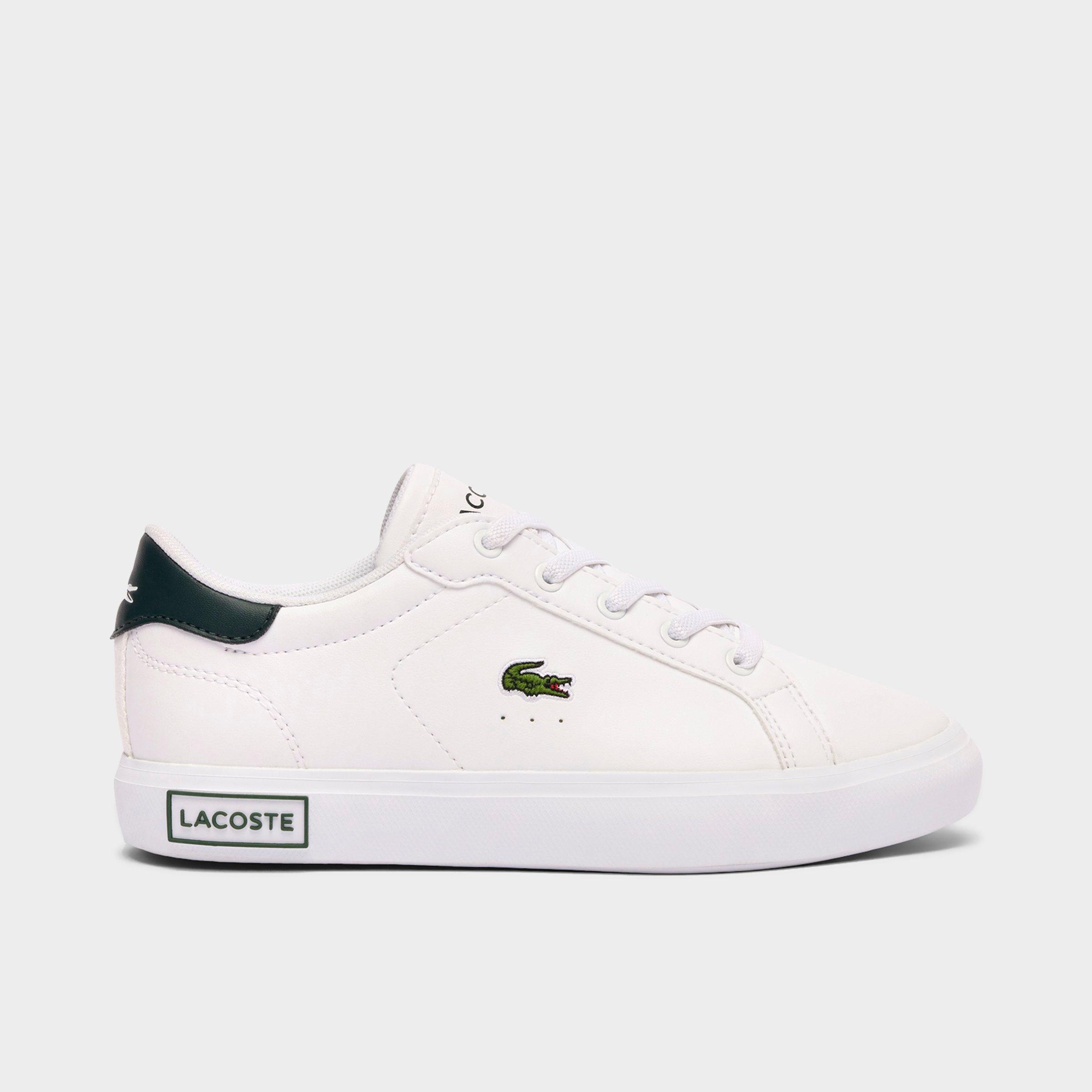 Shop Lacoste Little Kids' Powercourt Casual Shoes In White/white