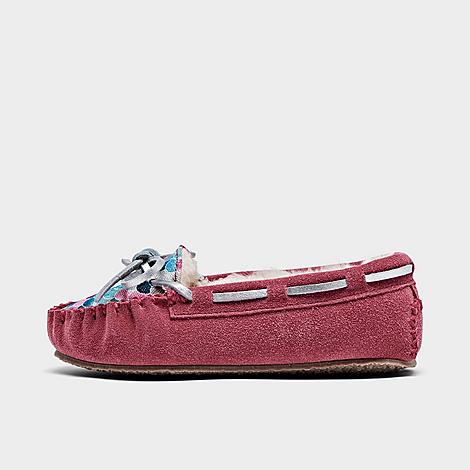 Minnetonka Babies'  Girls' Toddler Cassie Moccasin Slippers Shoes In Mermaid Hot Pink