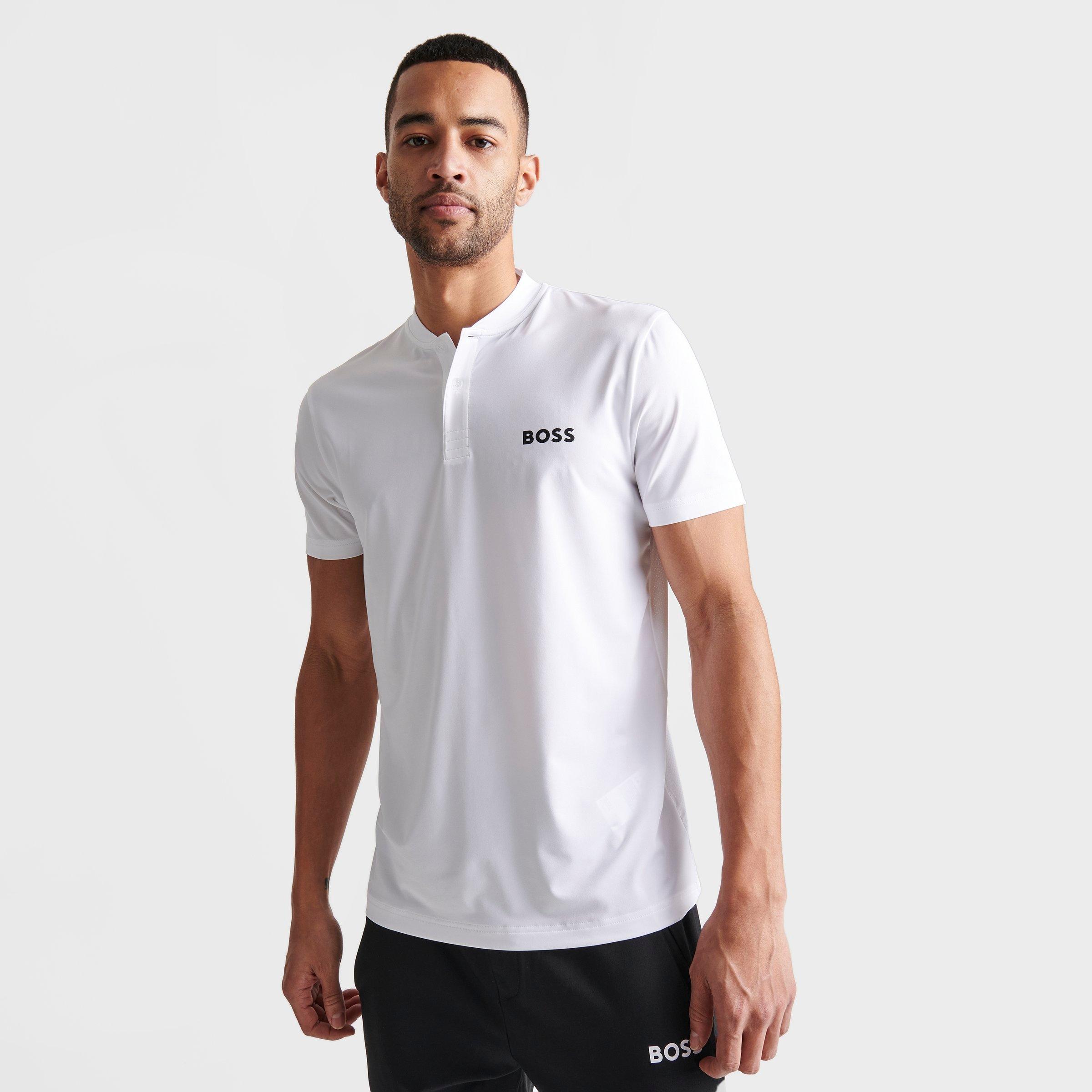 Hugo Boss Slim-fit Polo Shirt With Bomber-style Collar In White