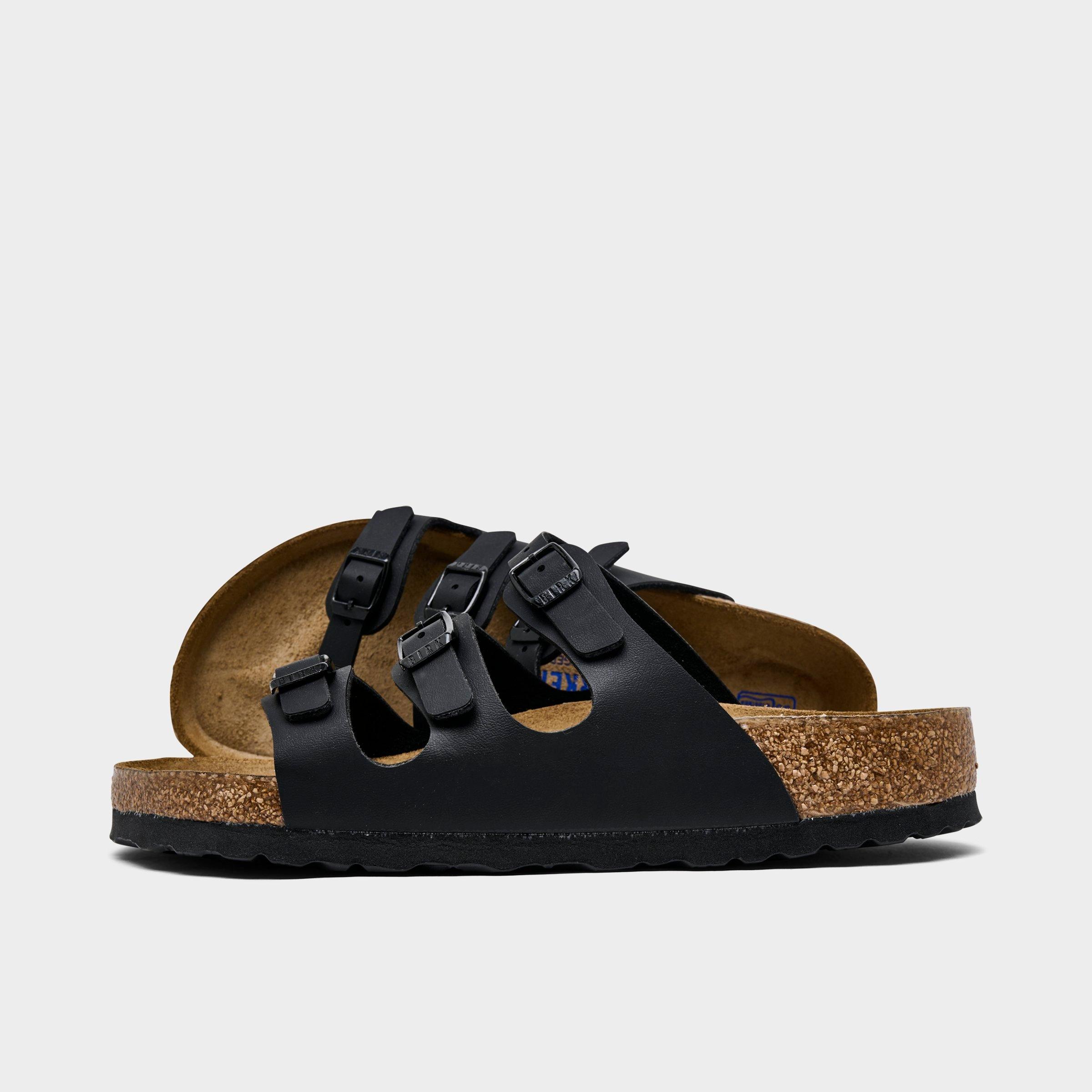 Birkenstock Women's Florida Birko-Flor Nubuck Soft Footbed Sandals in Black/Black Size 8 Suede