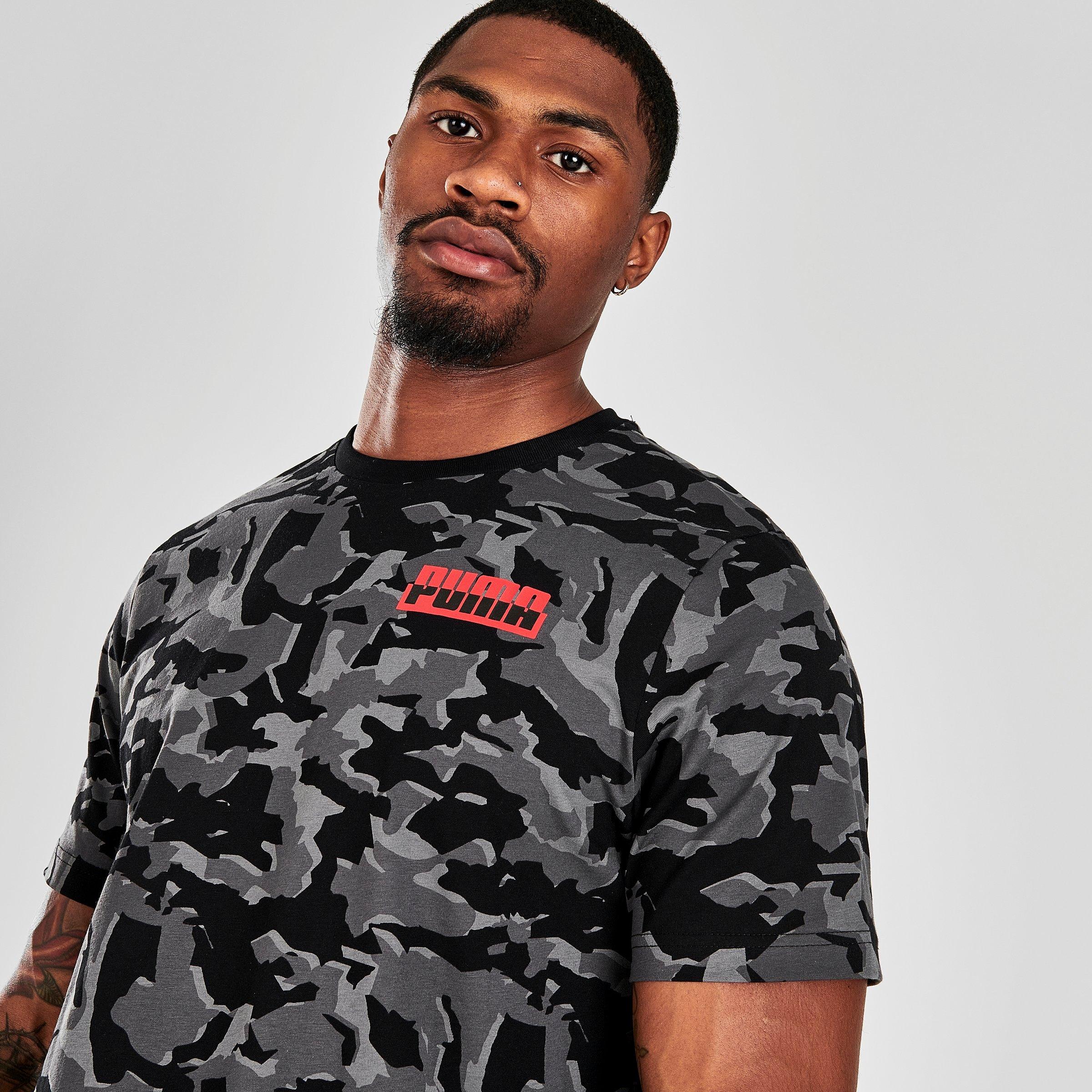 Puma Men's Camo Allover Print T-shirt In Black