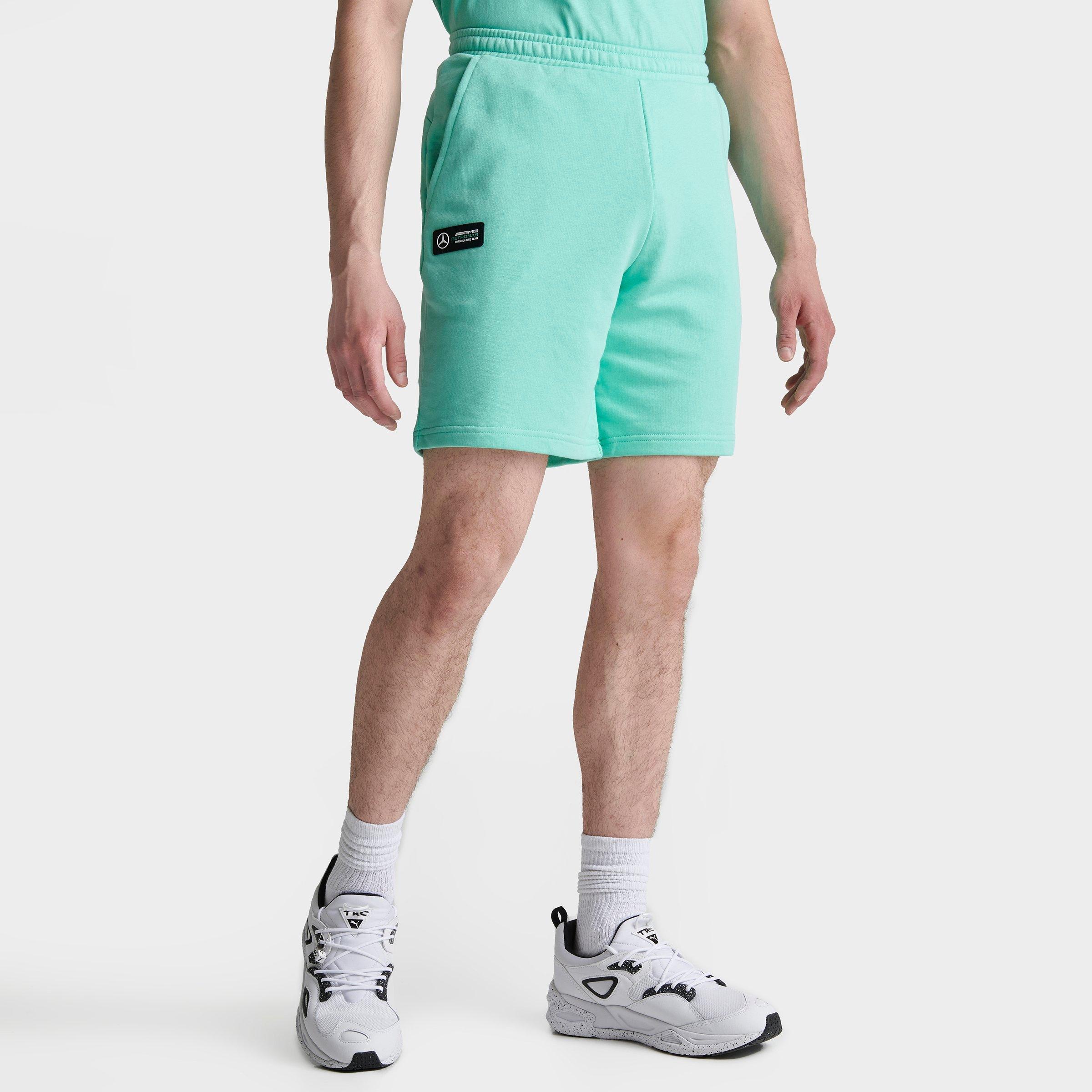 Men's Puma Essentials Mercedes AMG Petronas Fleece Shorts in Mint Size: Small