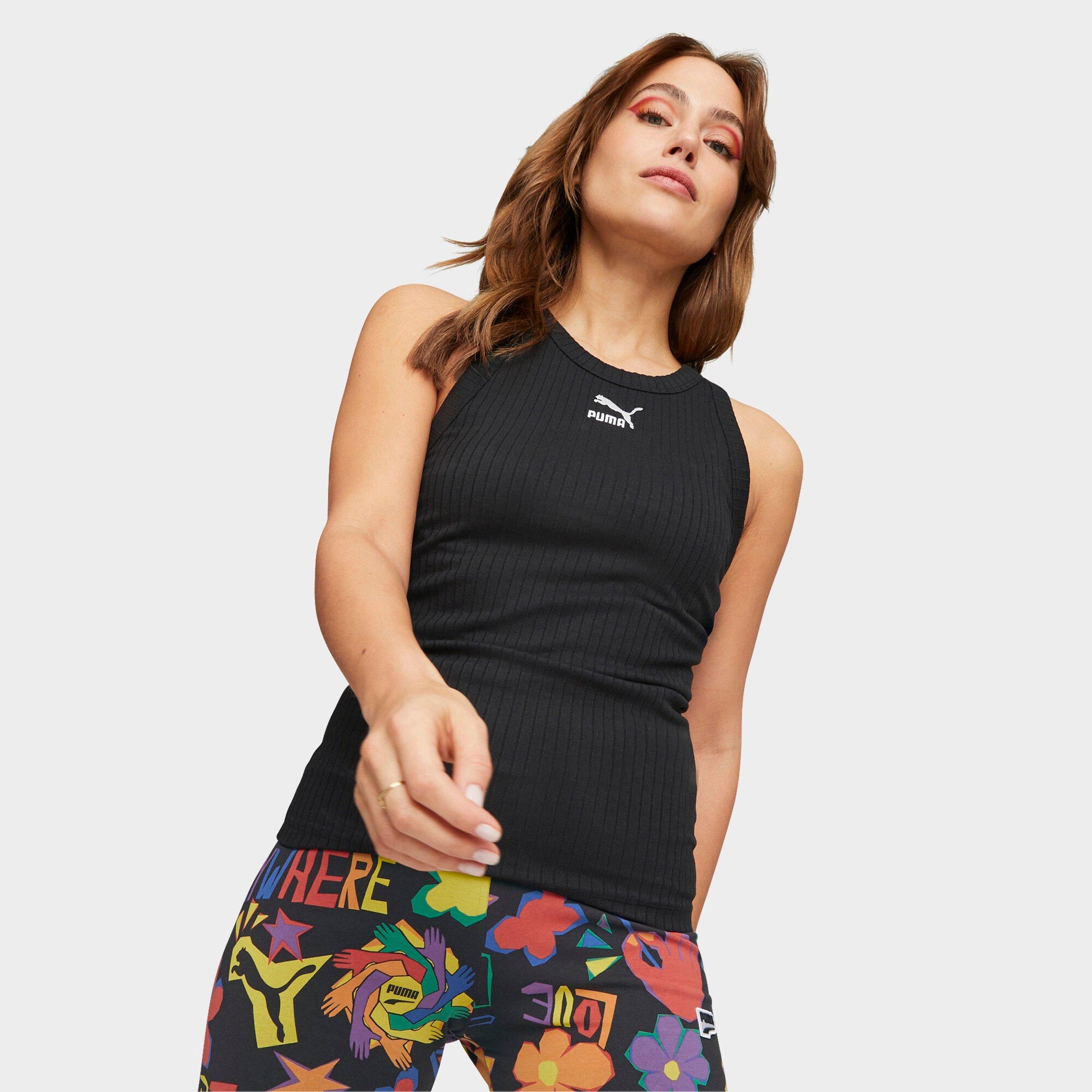 Puma Classics Ribbed Tank Woman Top Black Size S Polyester, Cotton, Elastane In  Black