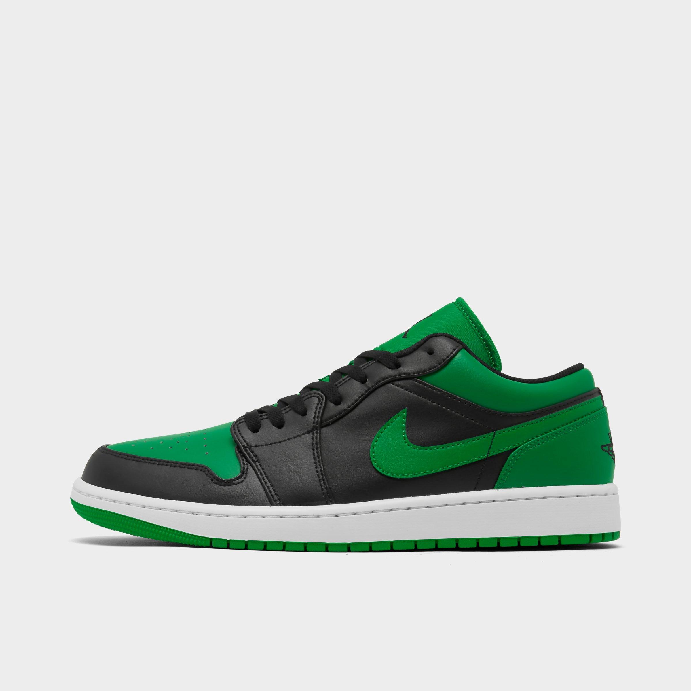 Nike Jordan Air Retro 1 Low Casual Shoes In Black/lucky Green/white