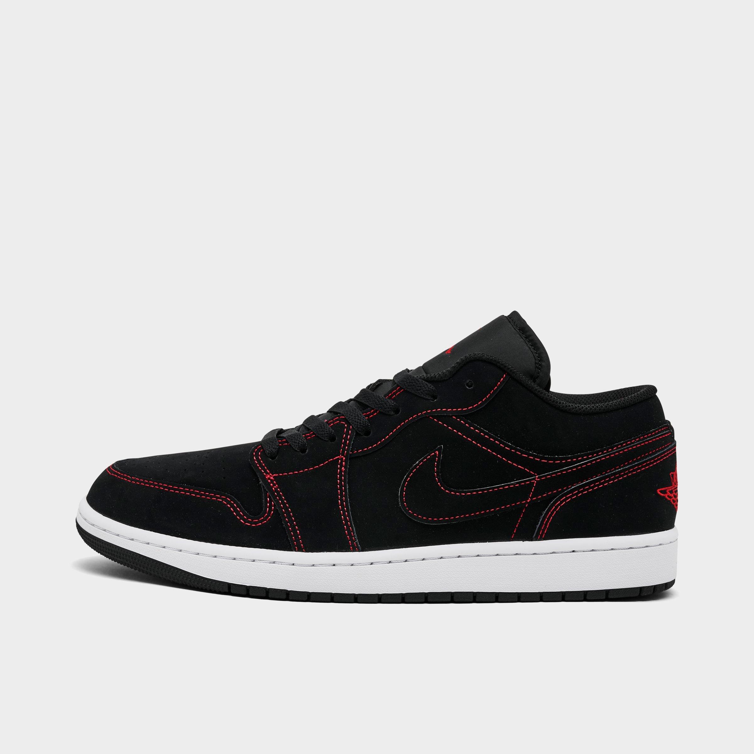 Jordan Men's Air Retro 1 Low Casual Shoes in Black/White/University Red Size: 14.0
