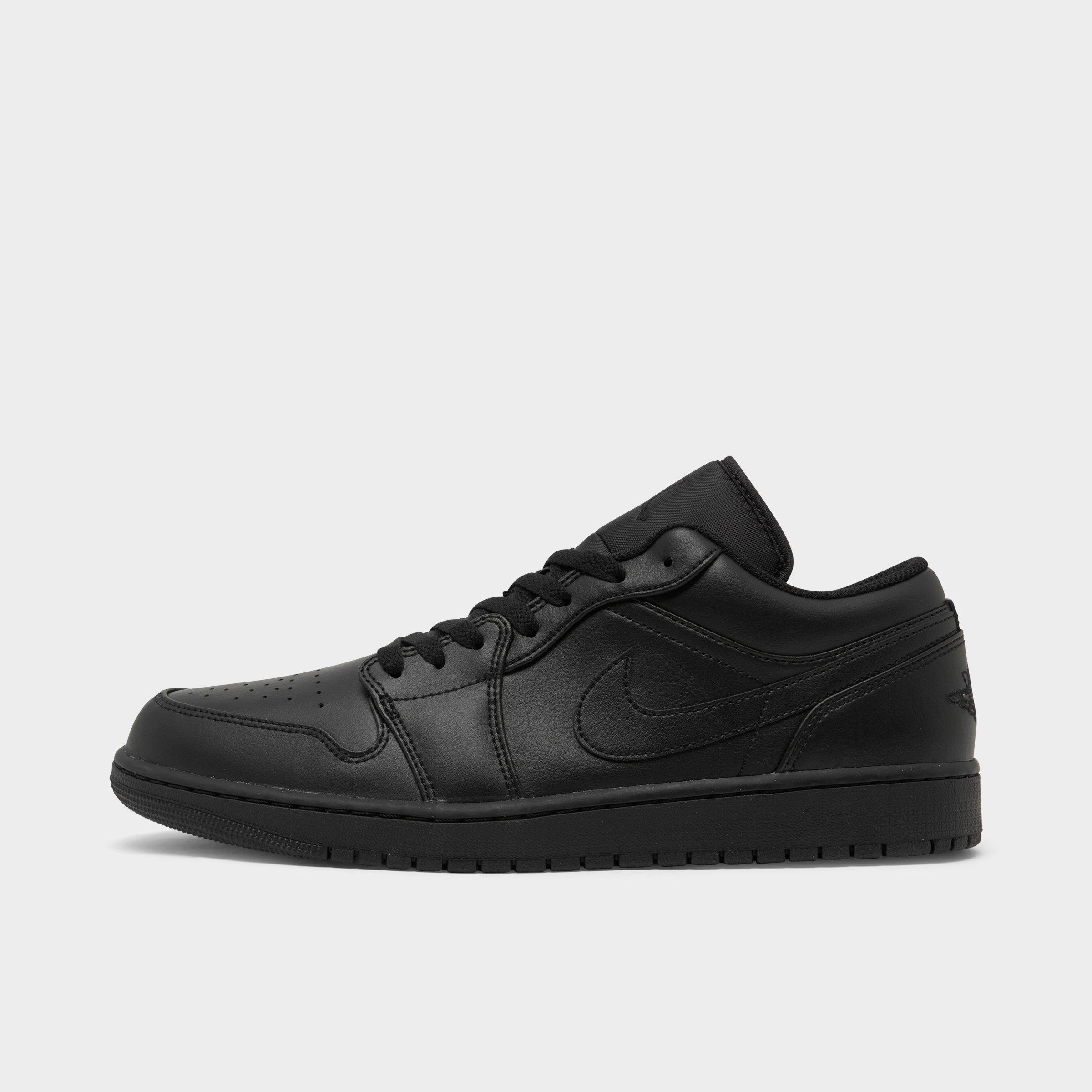 Nike Jordan Air Retro 1 Low Casual Shoes Size 12.0 Leather In Black/black/black