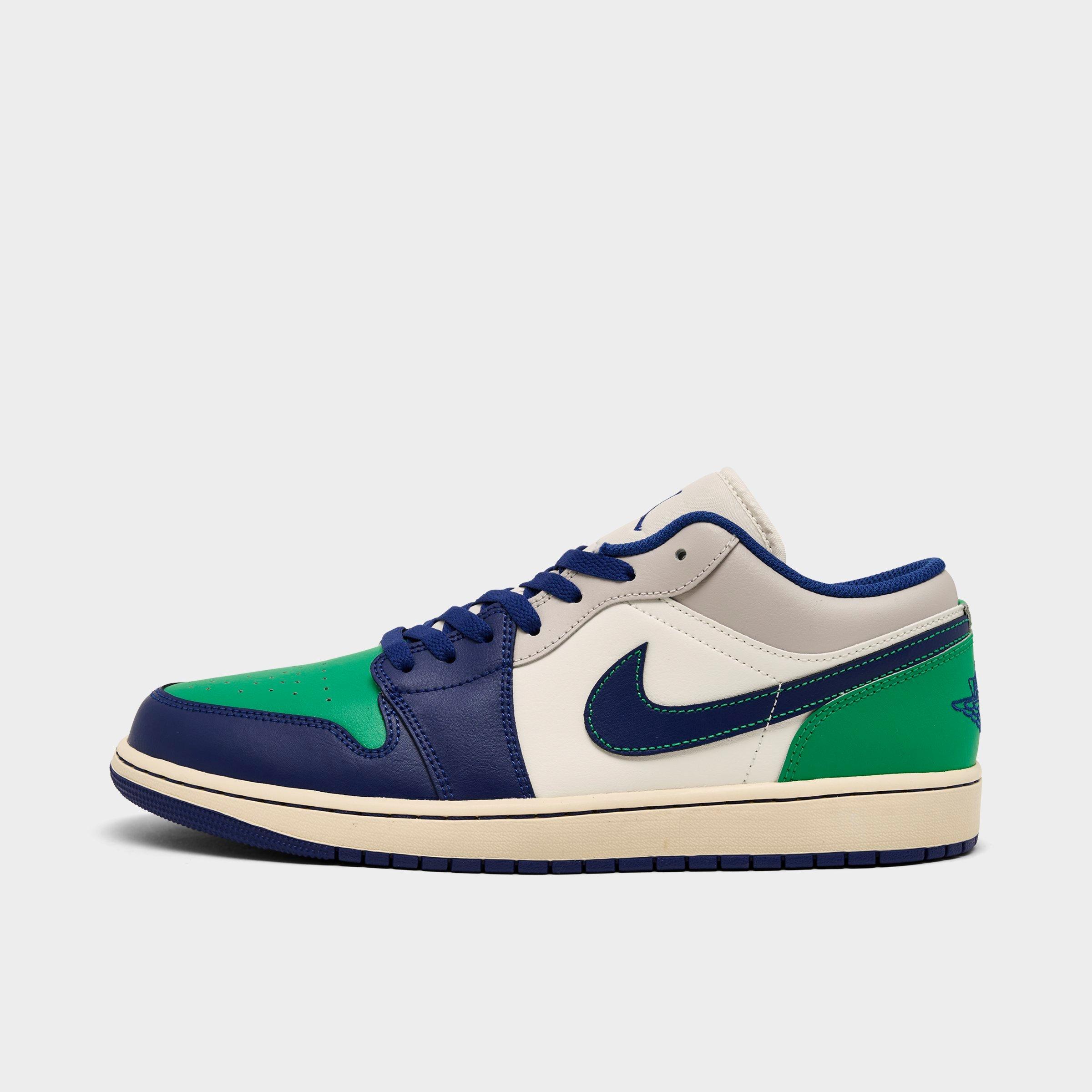 Jordan Men's Air Retro 1 Low Casual Shoes in Sail/Stadium Green/Neutral Grey Size: 7.5