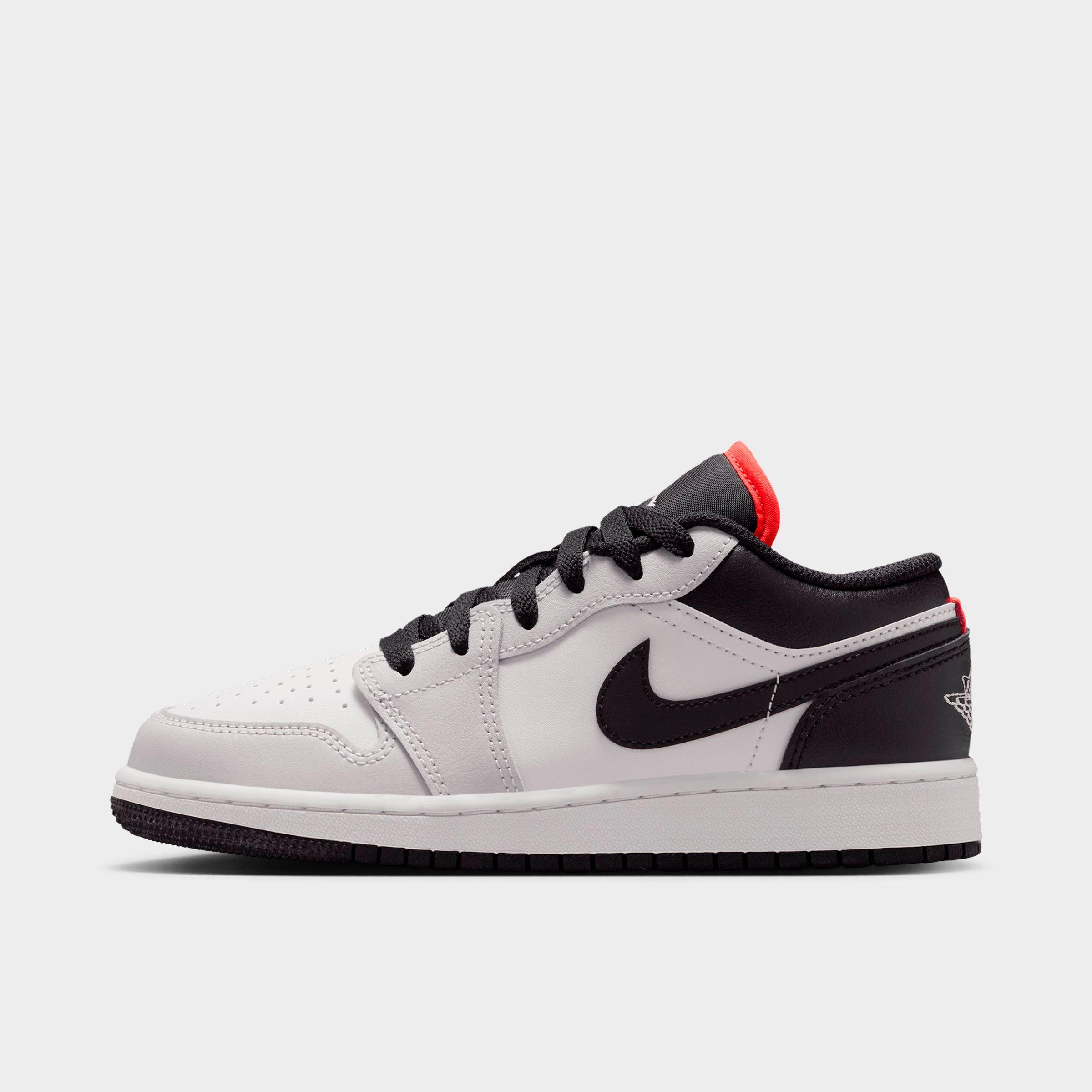 Jordan Big Kids Air Retro 1 Low Casual Shoes in Black/Summit White/Infrared 23 Size: 3.5