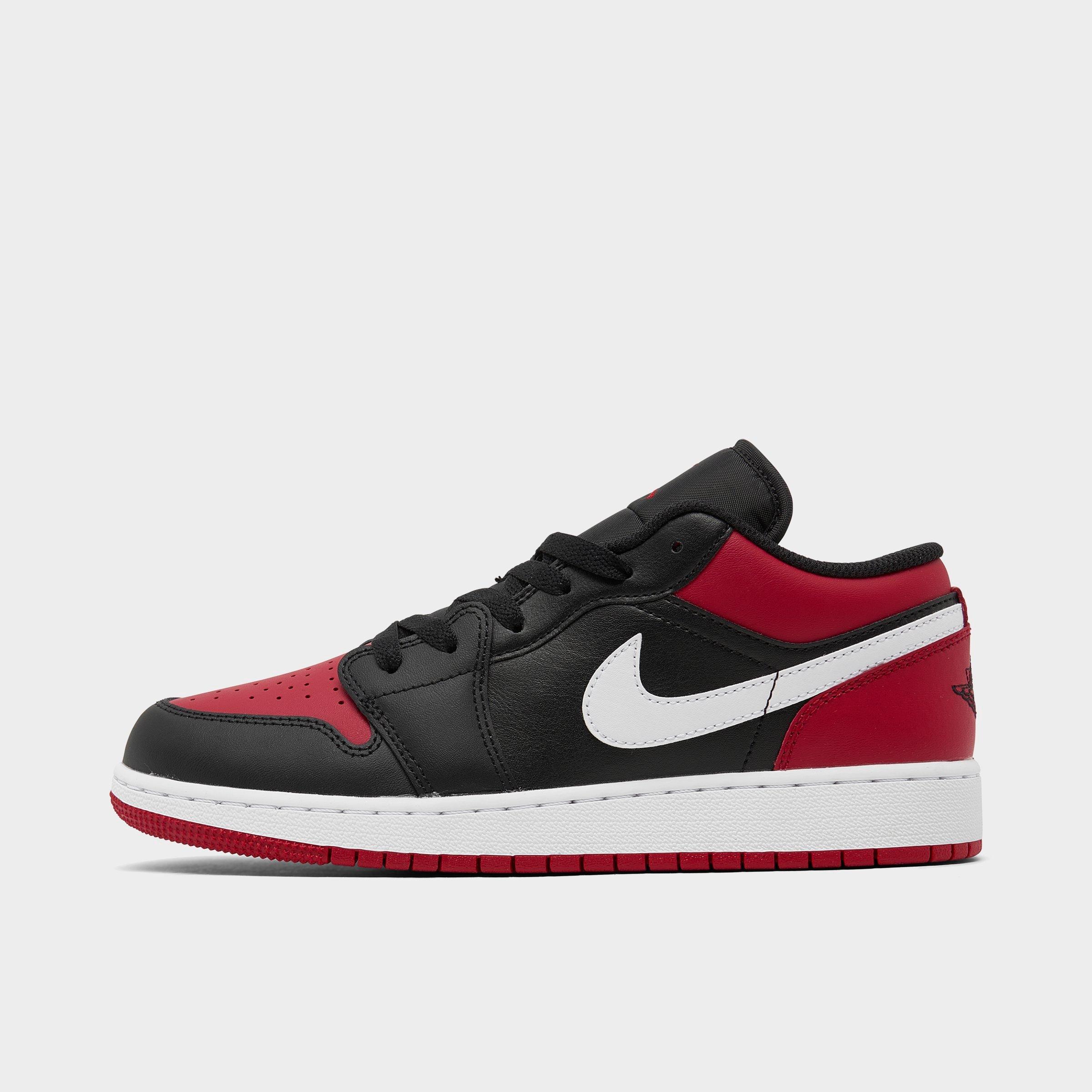 Nike Big Kids' Air Jordan Retro 1 Low Casual Shoes In Black/gym Red/white