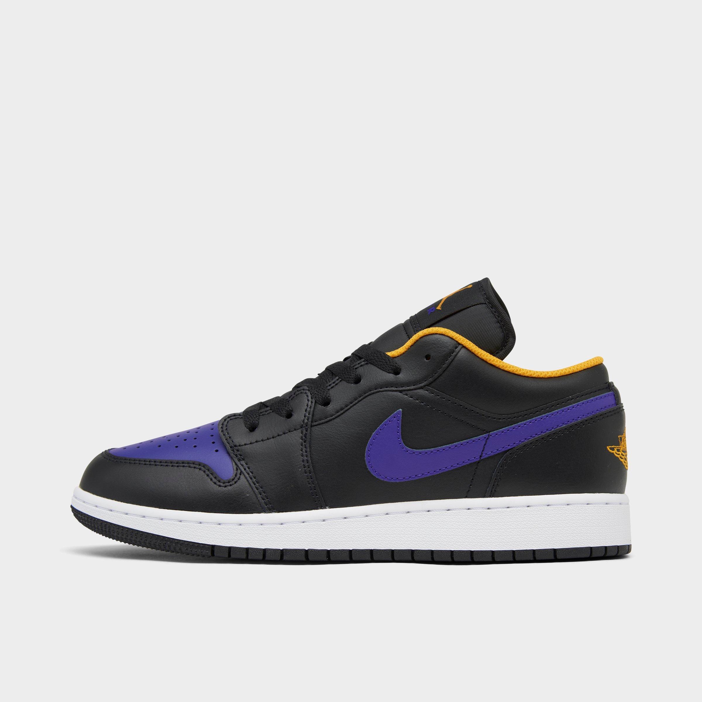 Nike Big Kids' Air Jordan Retro 1 Low Casual Shoes In Black/dark Concord/taxi