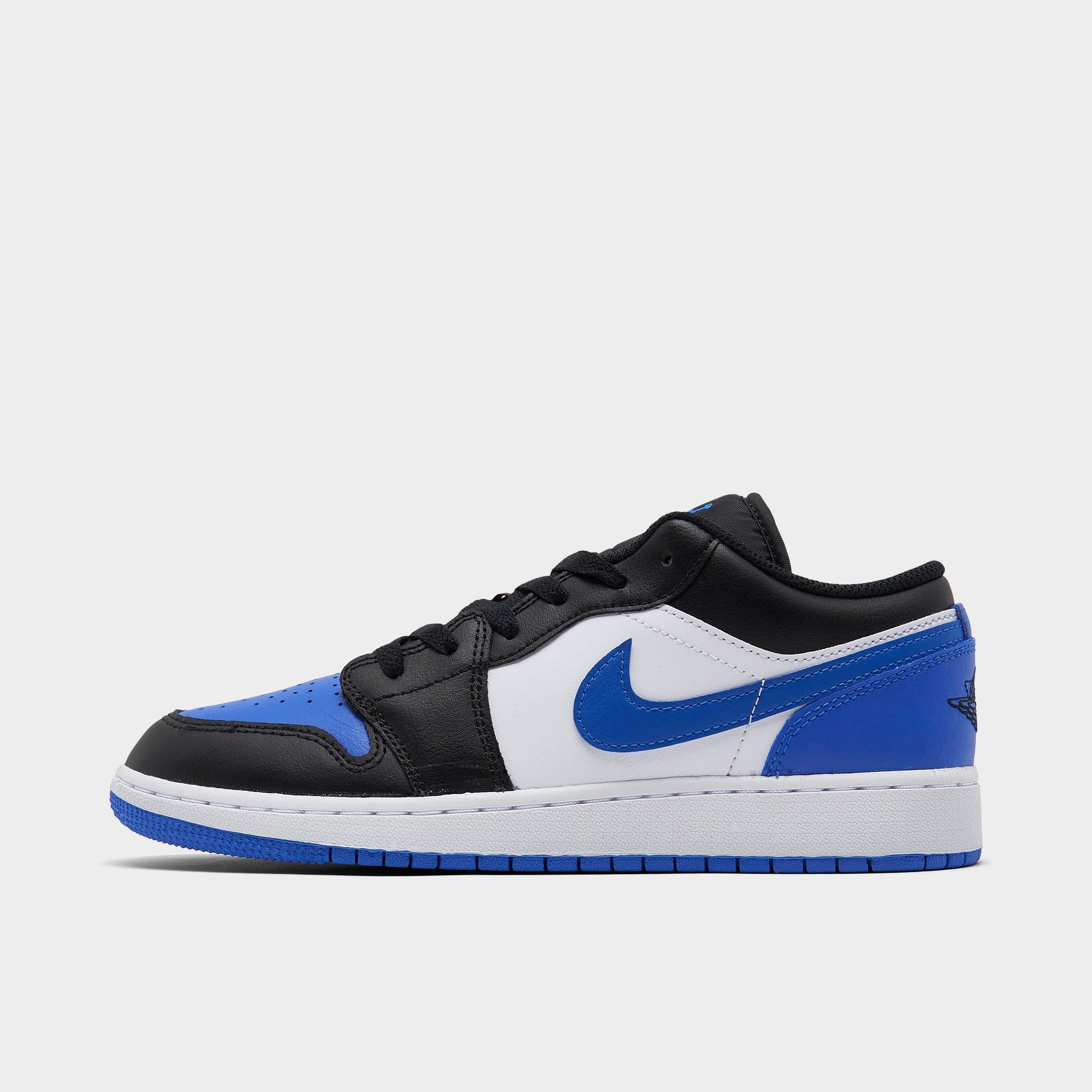 Jordan Big Kids Air Retro 1 Low Casual Shoes in White/Royal Blue/Black Size: 3.5