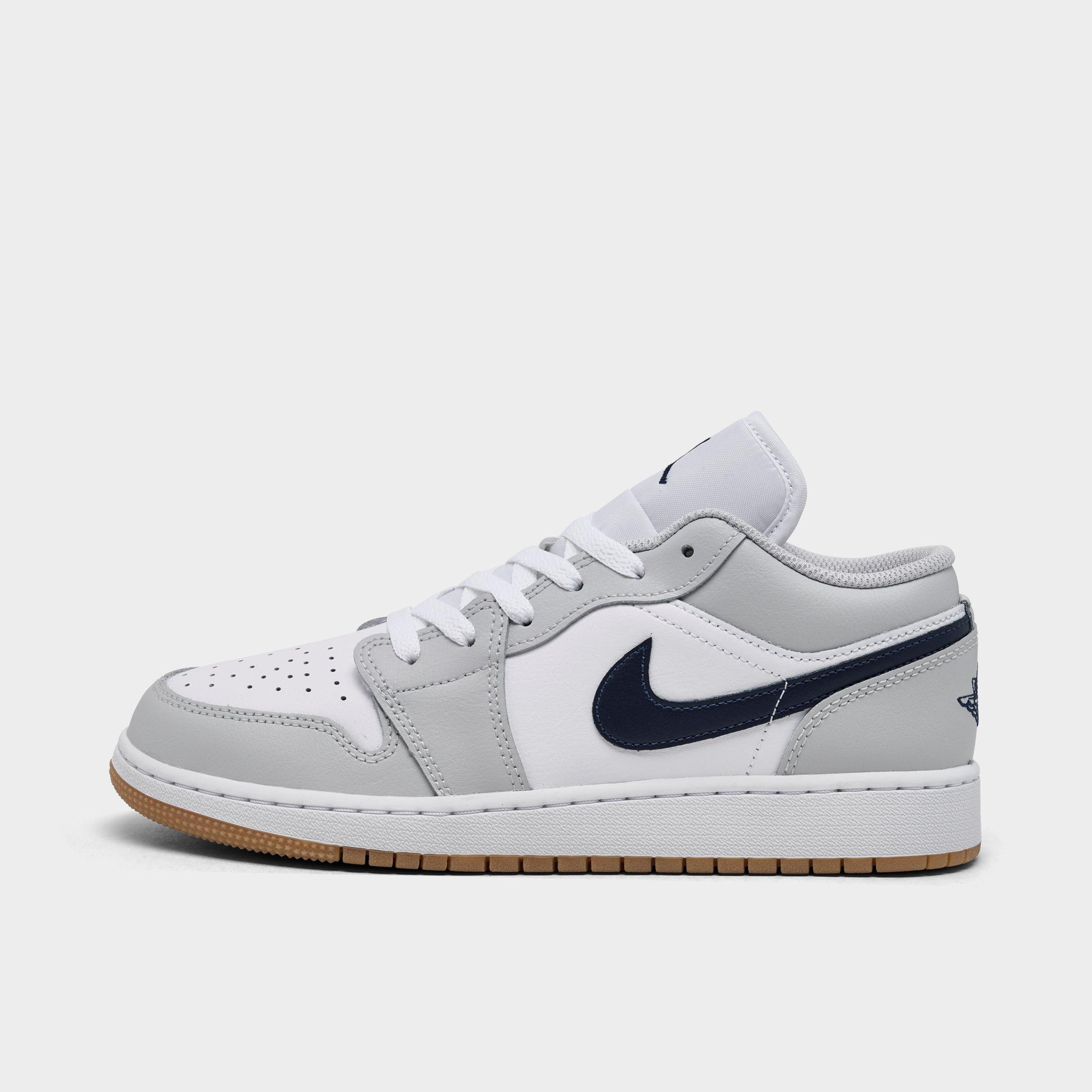 Nike Jordan Big Kids' Air Retro 1 Low Casual Shoes In White/midnight Navy/neutral Grey