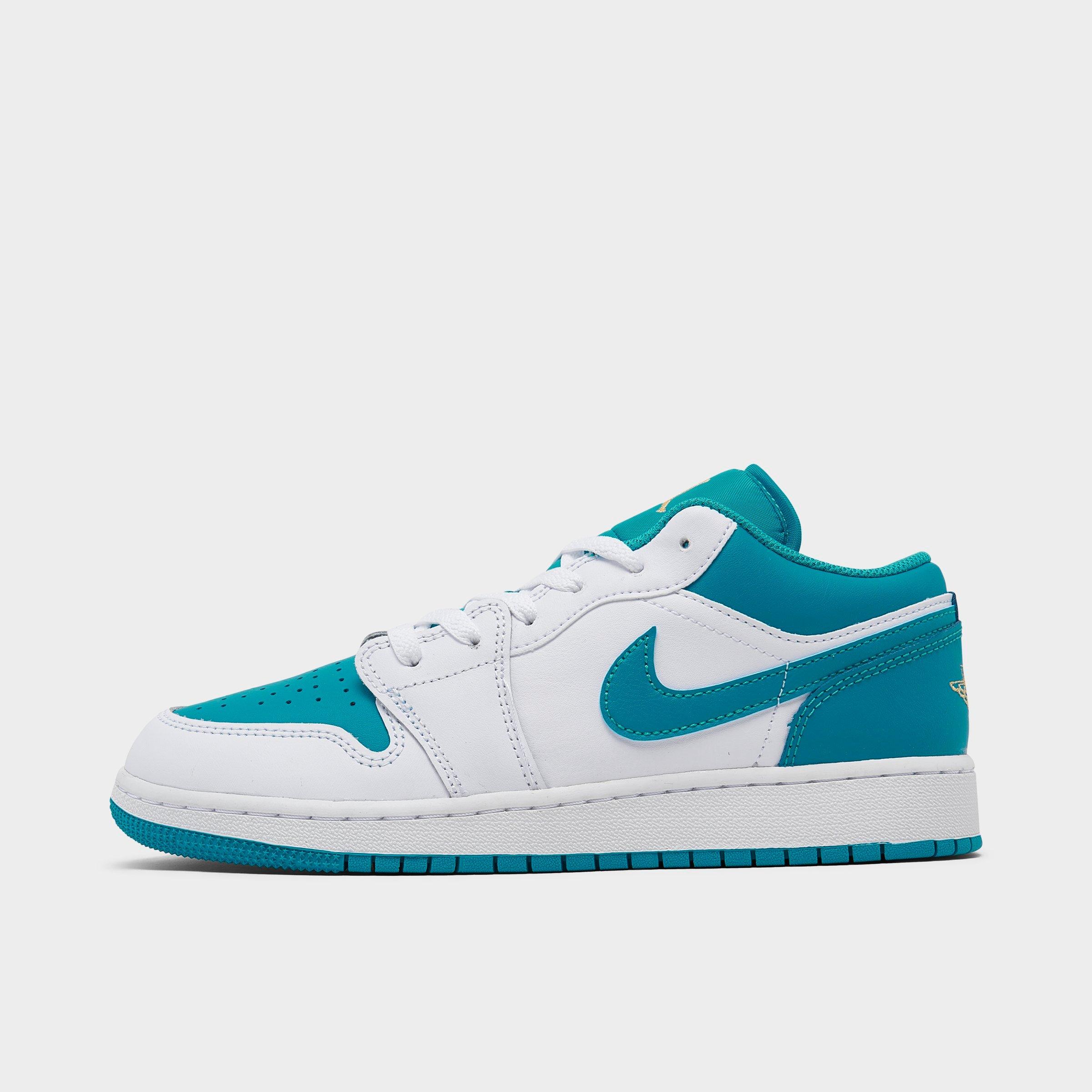 Nike Big Kids' Air Jordan Retro 1 Low Casual Shoes In Teal/white