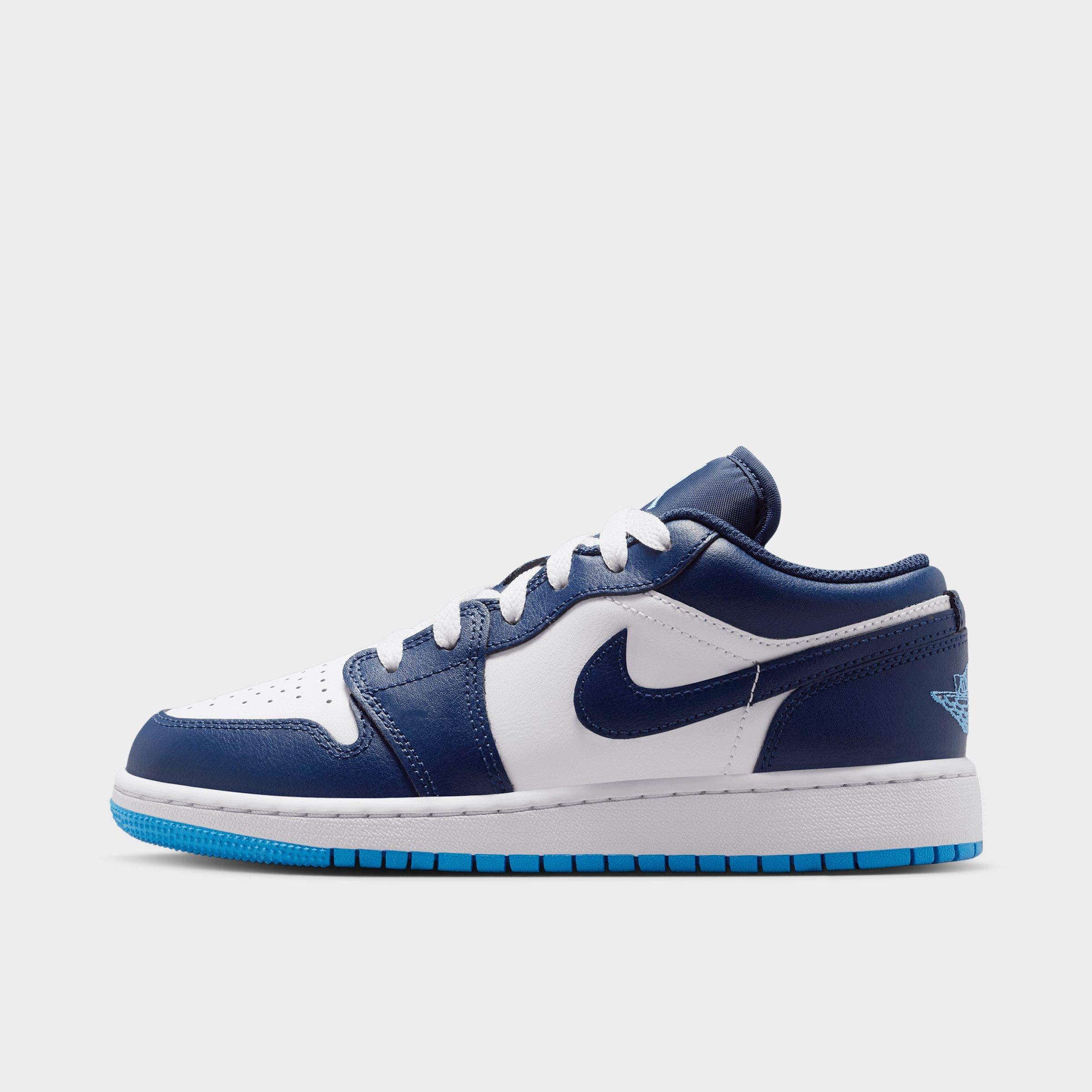Jordan Big Kids Air Retro 1 Low Casual Shoes in Midnight Navy/White/University Blue Size: 3.5