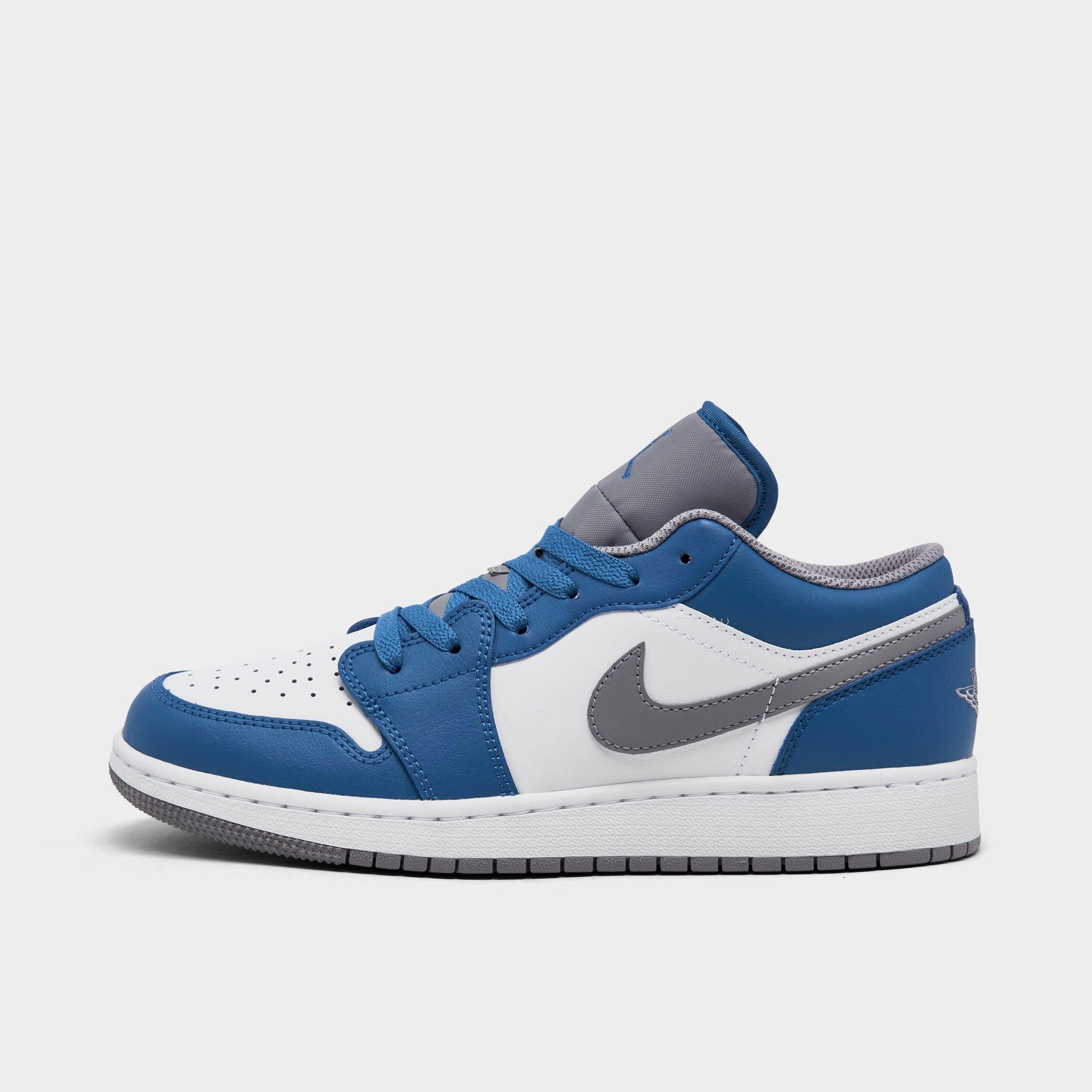 Nike Big Kids' Air Jordan Retro 1 Low Casual Shoes In True Blue/cement Grey/white