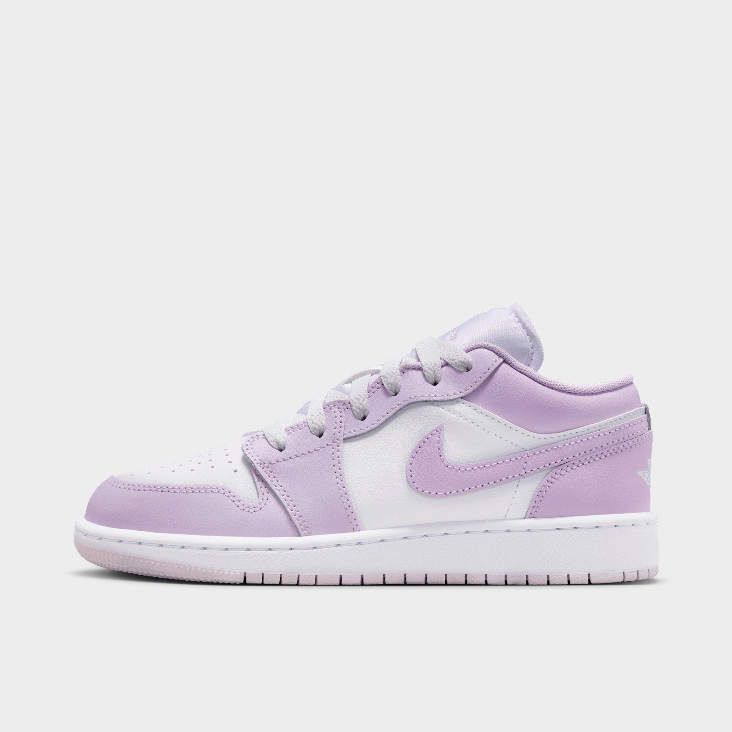 Jordan Big Kids Air Retro 1 Low Casual Shoes in Barely Grape/Violet Mist/White Size: 3.5