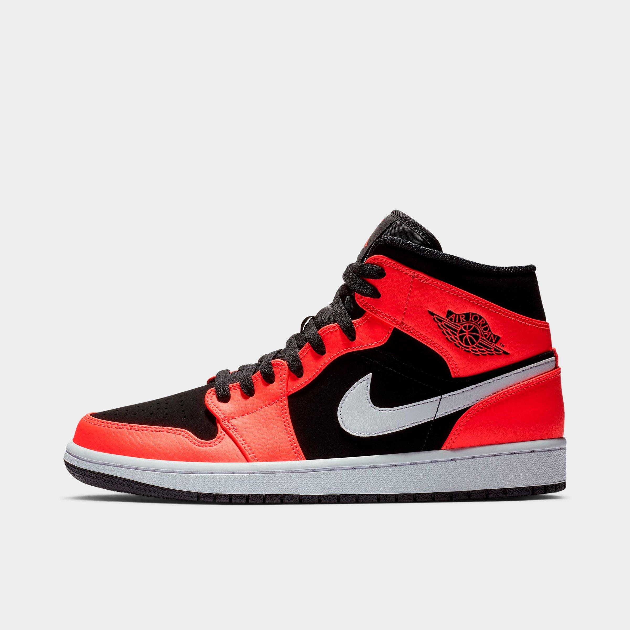 Jordan Men's Air Retro 1 Mid Casual Shoes in Black/White/Infrared 23 Size: 7.5