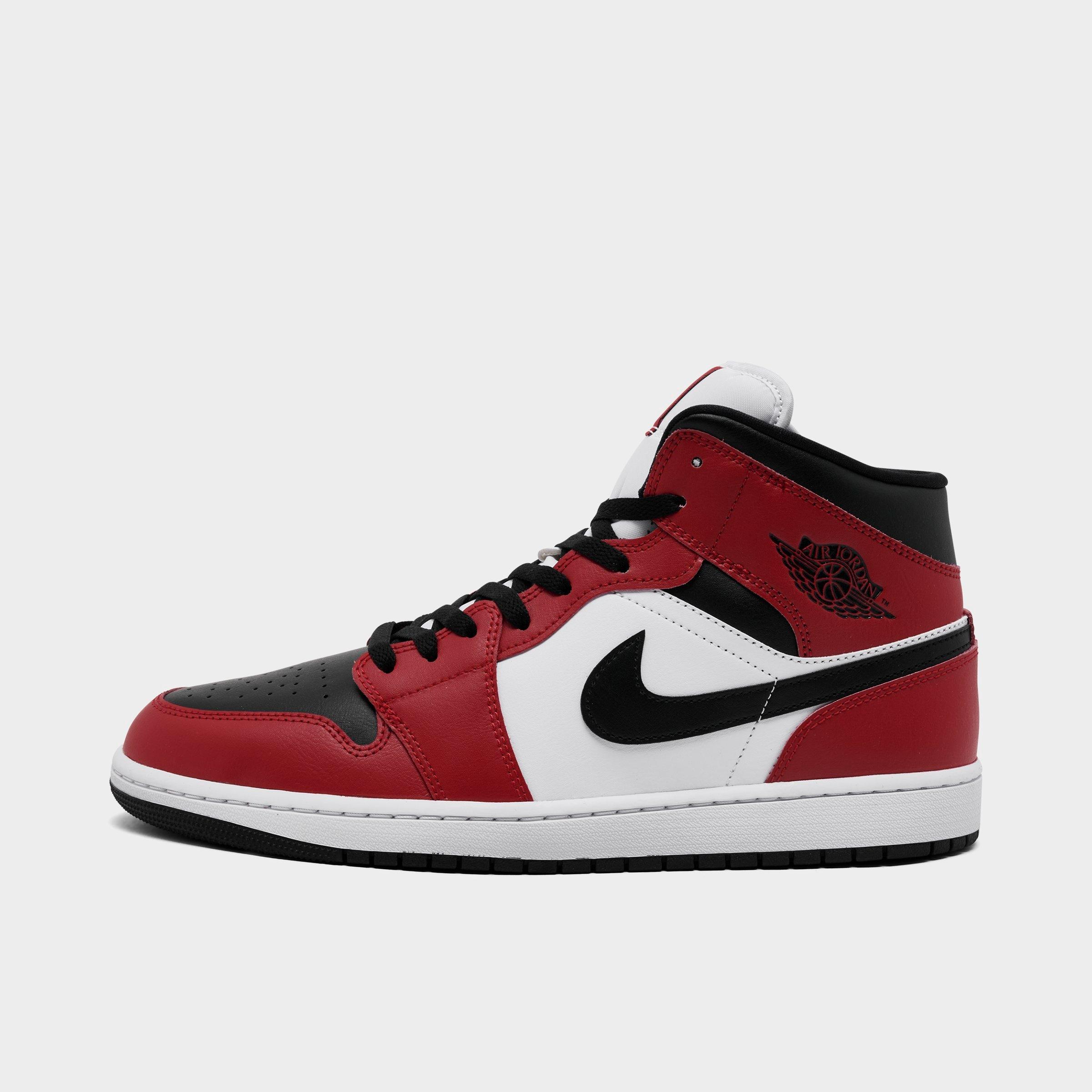 Jordan Men's Air Retro 1 Mid Casual Shoes in Black/Gym Red/White Size: 7.0