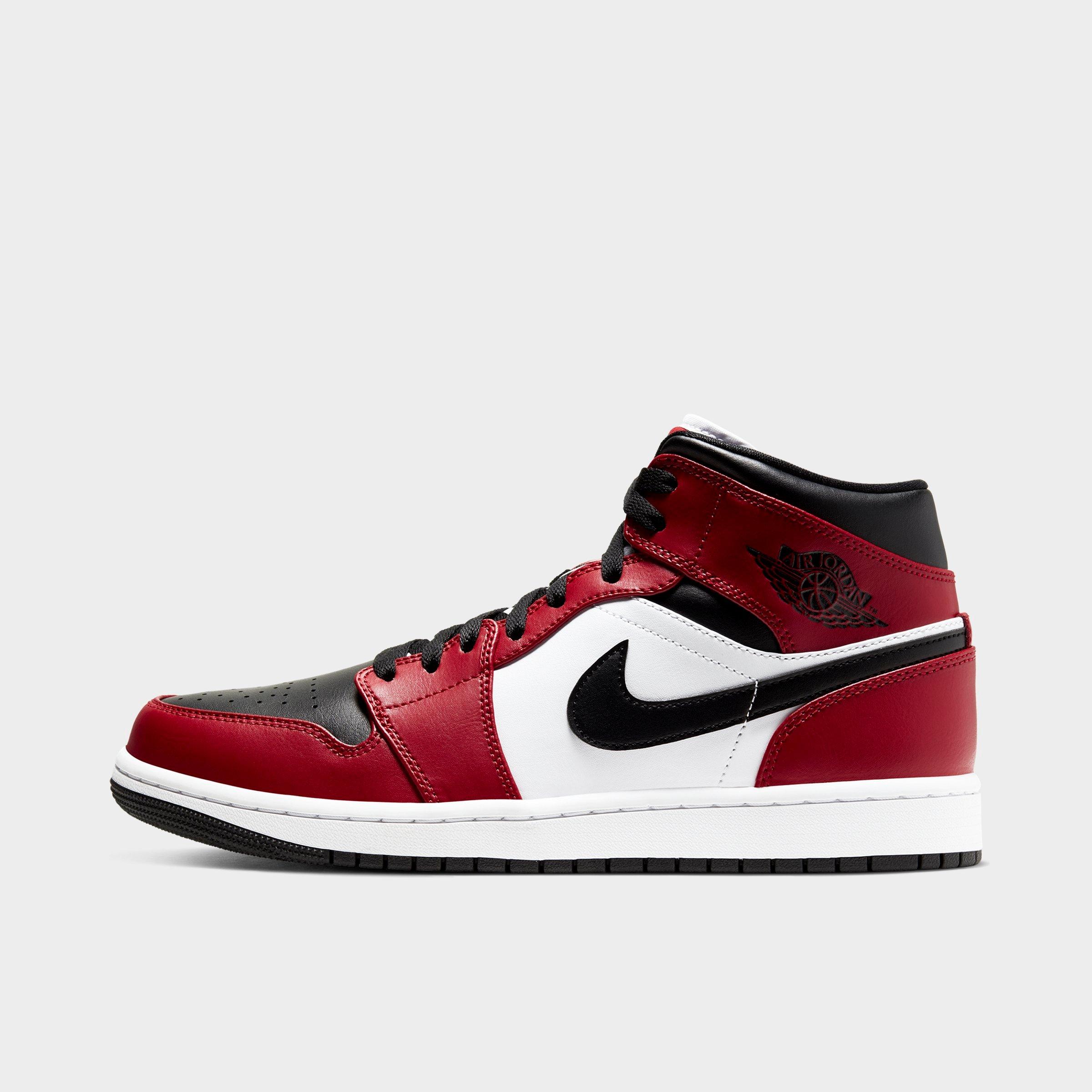 UPC 193658124034 product image for Men's Air Jordan Retro 1 Mid Casual Shoes in Red Size 8.0 Leather | upcitemdb.com