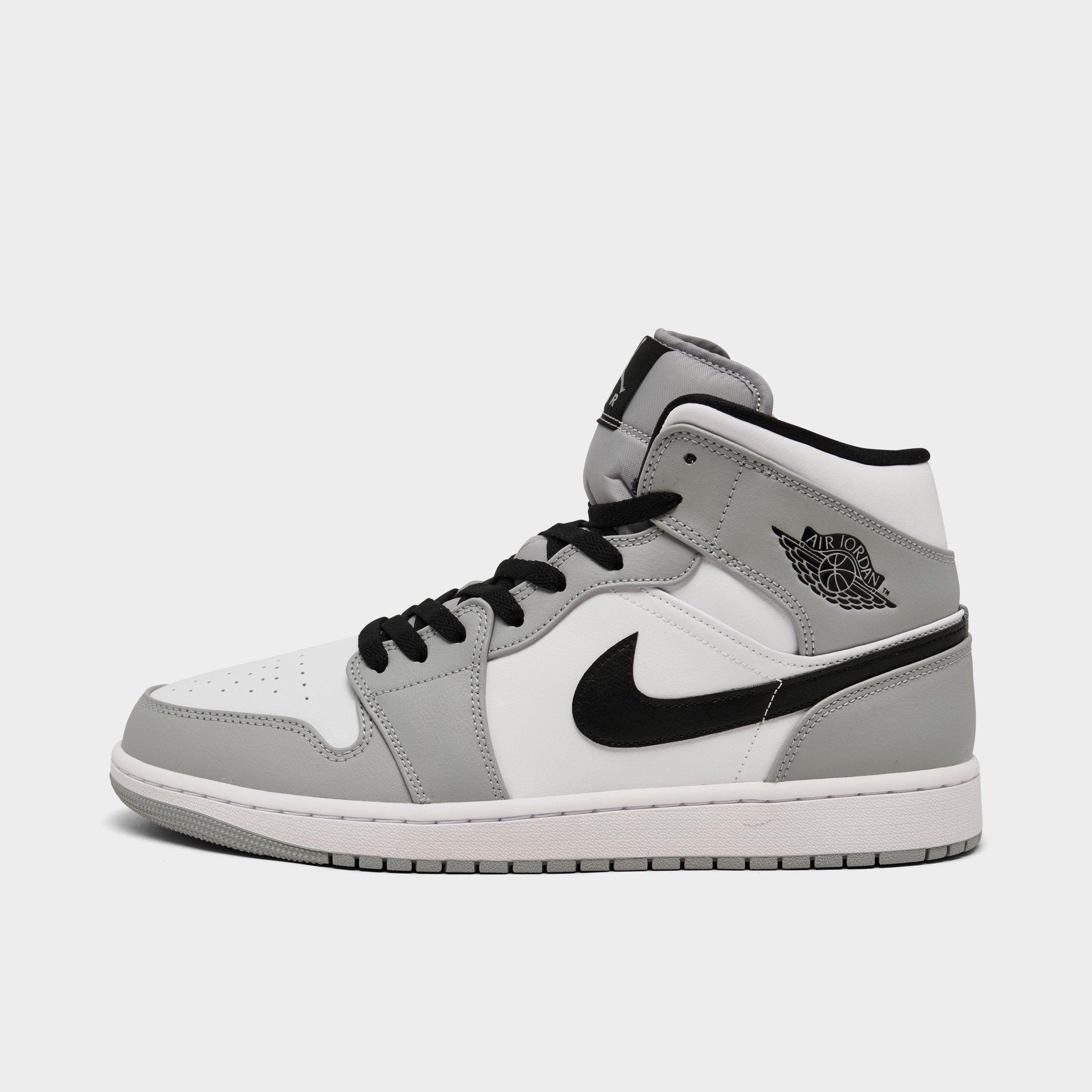 UPC 193658124416 product image for Jordan Men's Air Retro 1 Mid Casual Shoes in Grey/Light Smoke Grey Size 9.0 Leat | upcitemdb.com