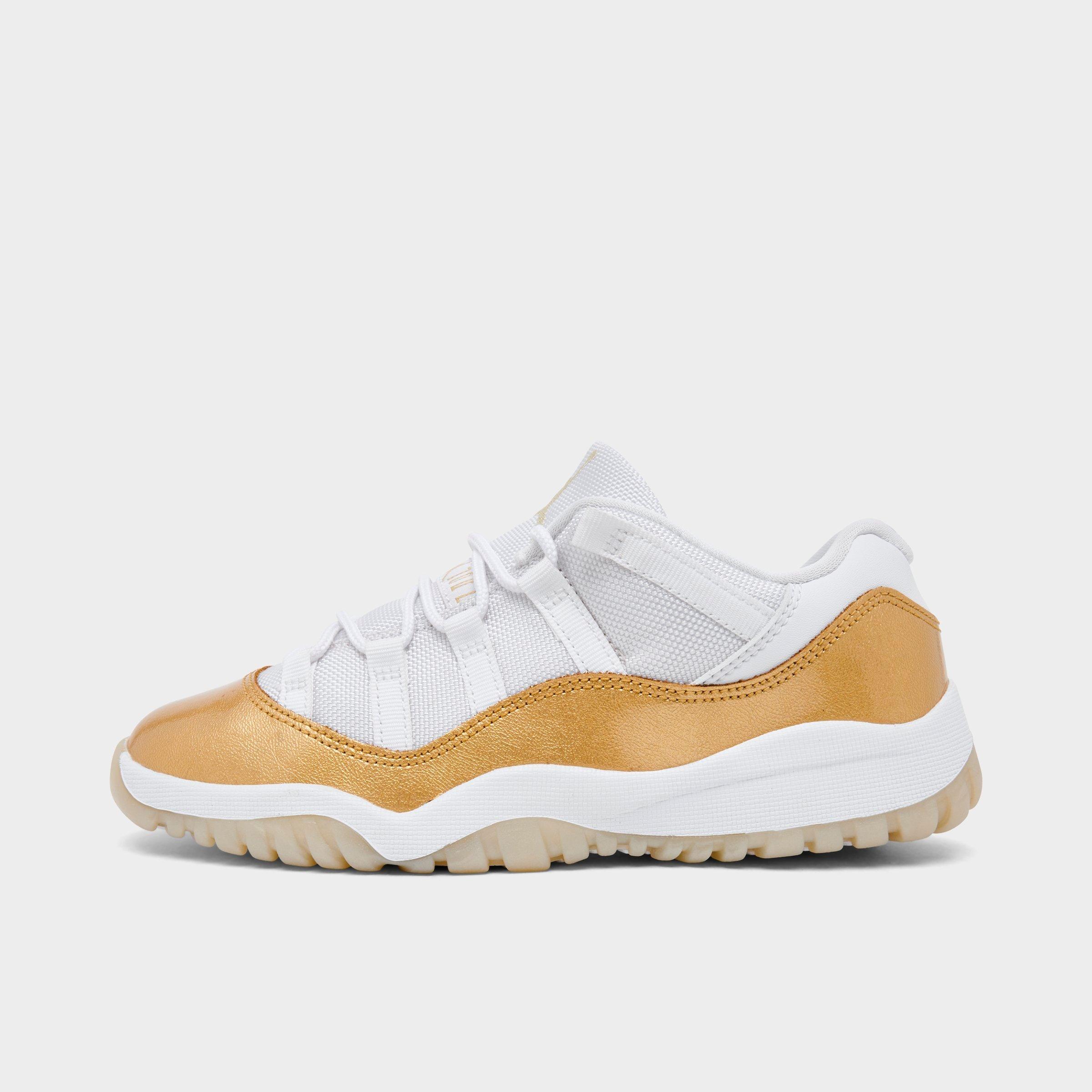 Jordan Little Kids Air Retro 11 Low Basketball Shoes in White/Metallic Gold/Team Gold Size: 13.0