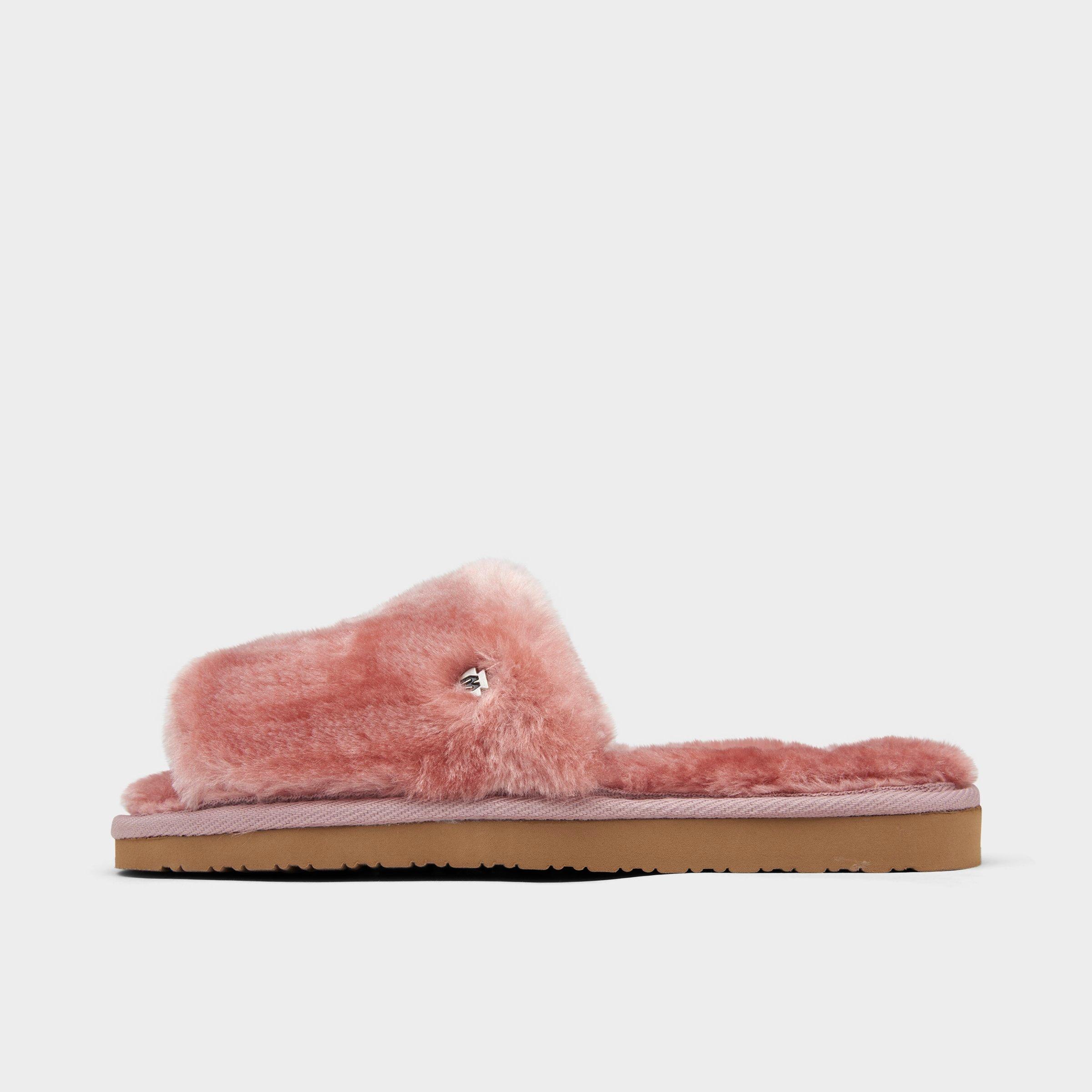 Minnetonka Faux Fur Slide Slipper In Blush