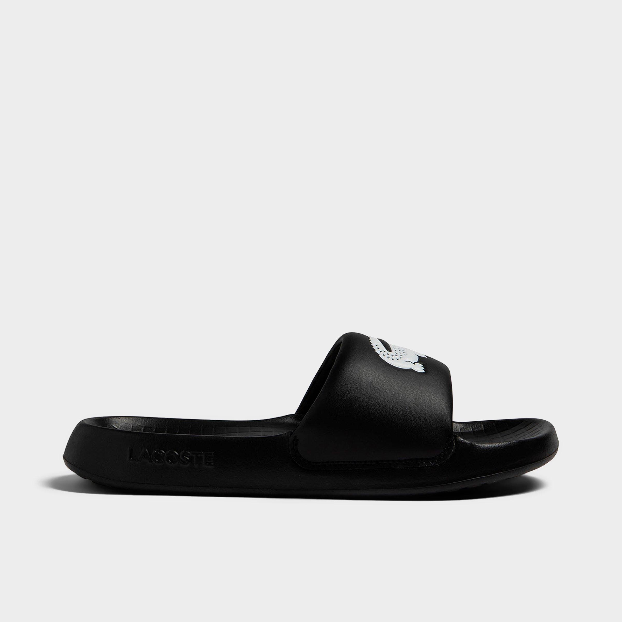 Lacoste Women's Womens Croco 1.0 Synthetic Slide Sandals in Black/White Size: 5.0