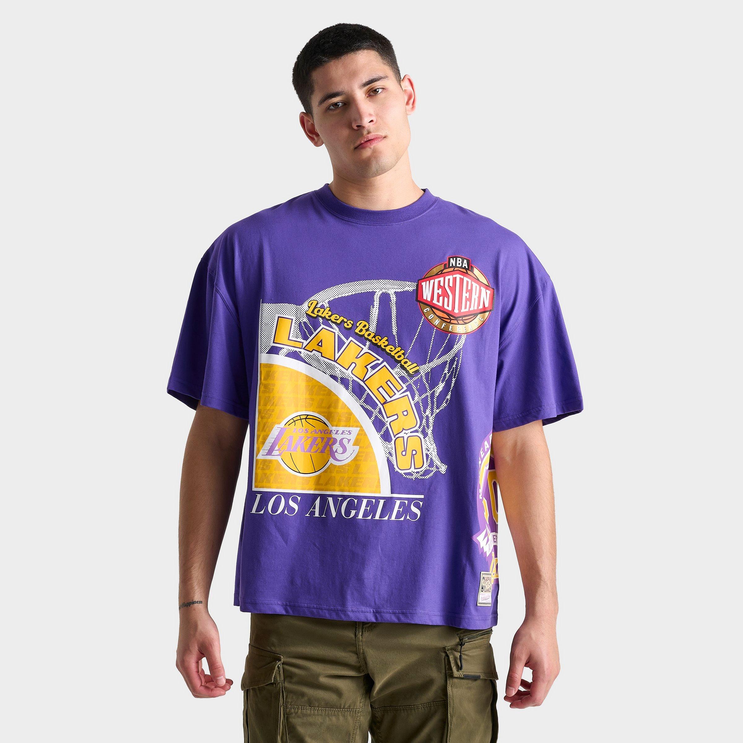 Mitchell And Ness Men's Los Angeles Lakers Nba Logo Blast Graphic T-shirt Size Small Cotton/polyeste In Purple