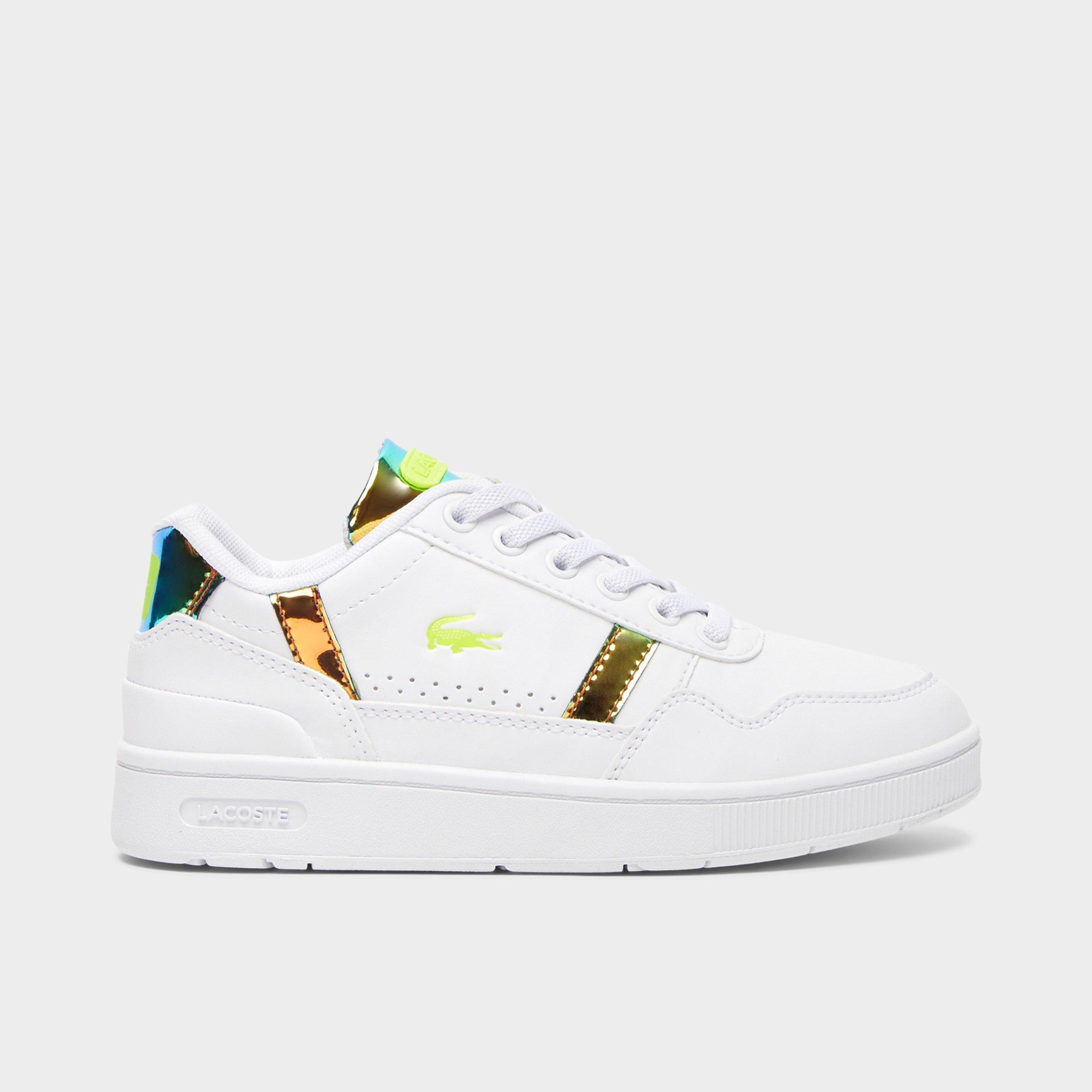 Lacoste Little Kids T-Clip Multi-Color Casual Shoes in White/Yellow Metallic Size: 1.0
