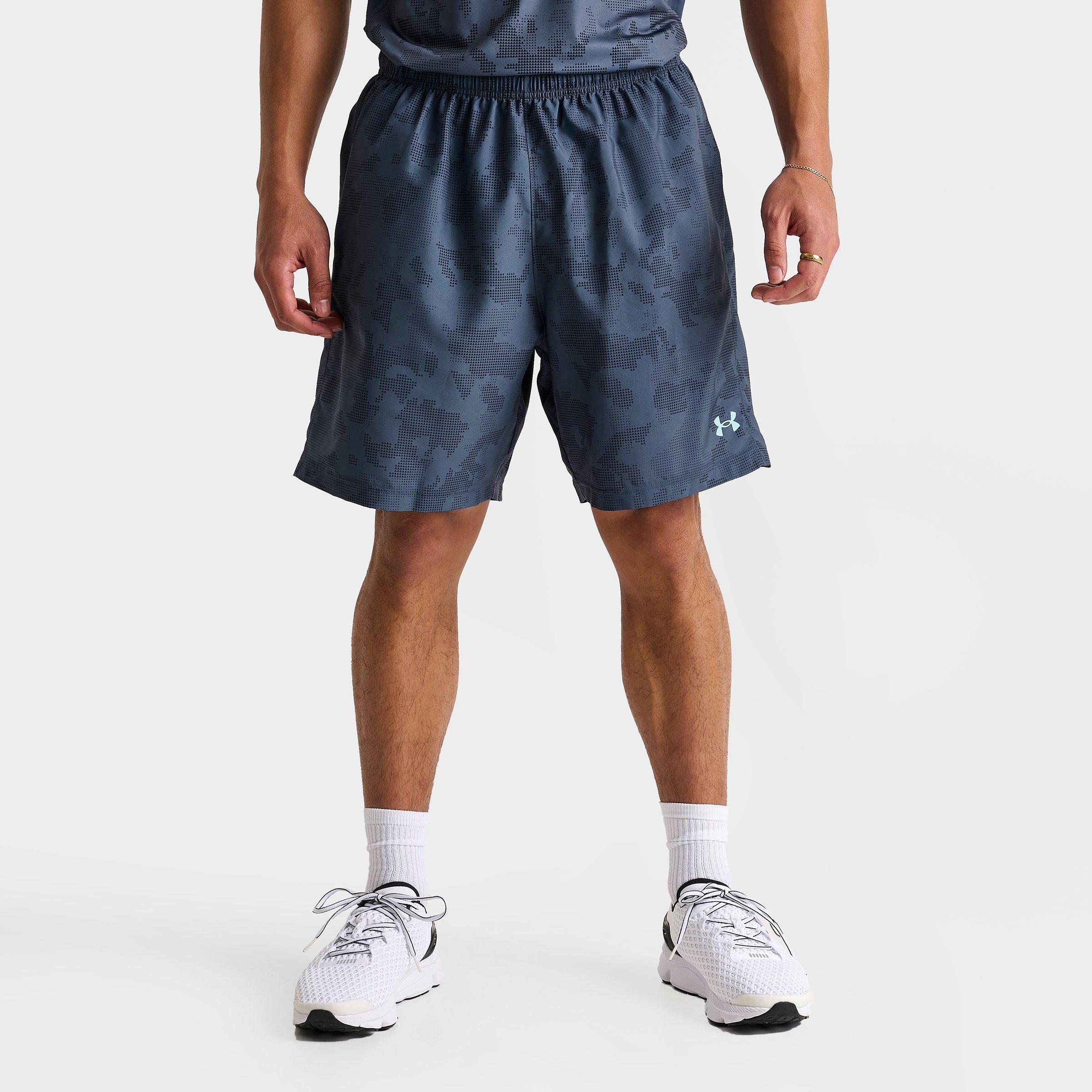 Under Armour Men's Woven Printed Shorts in Grey/Blue Size XL Polyester