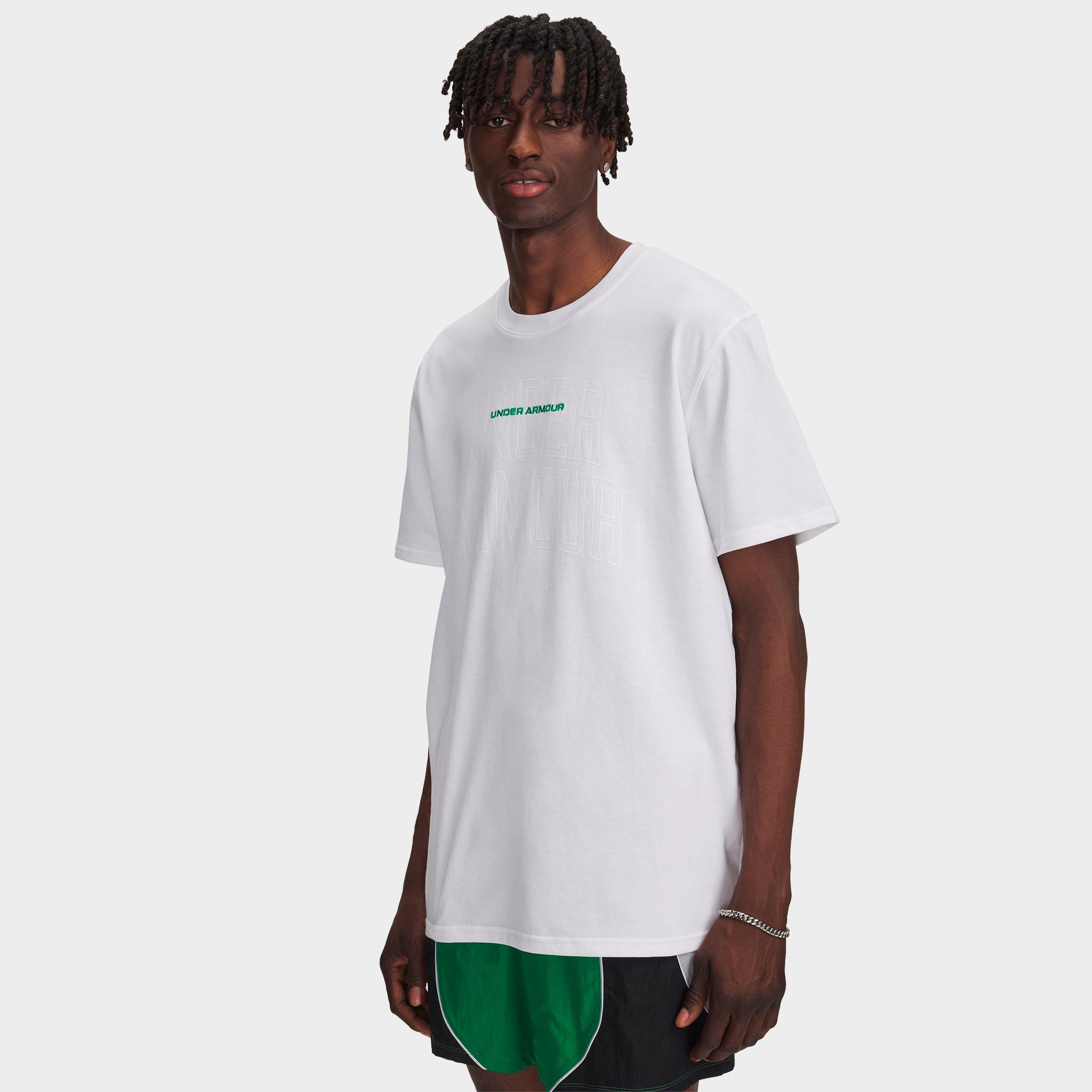 Under Armour Men's UA Heavyweight Varsity Mix T-Shirt in White/Team Kelly Green Size: XS