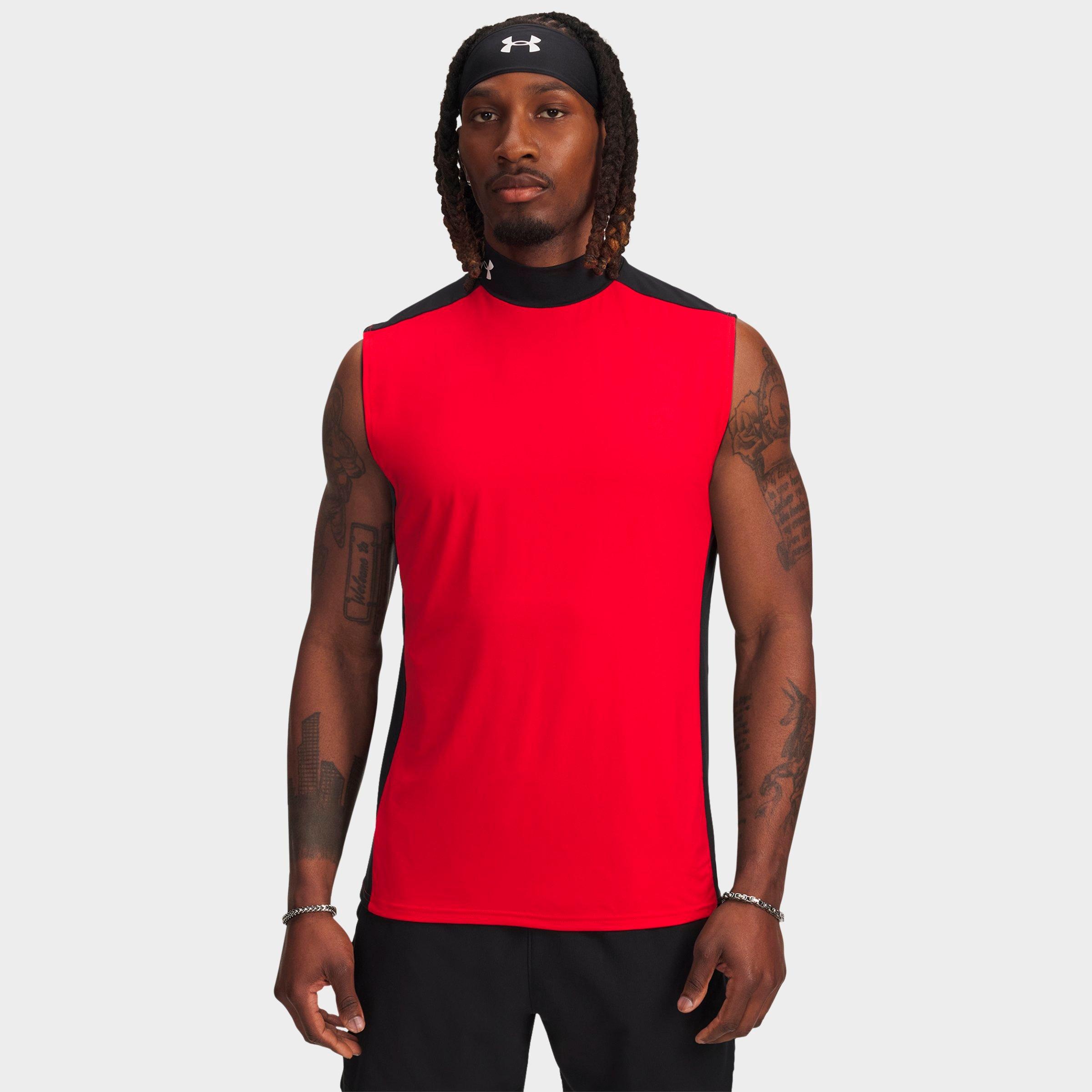 Under Armour Men's HeatGear Wordmark Sleeveless Training Top in Blue Atlantis/Black/White Size: Small