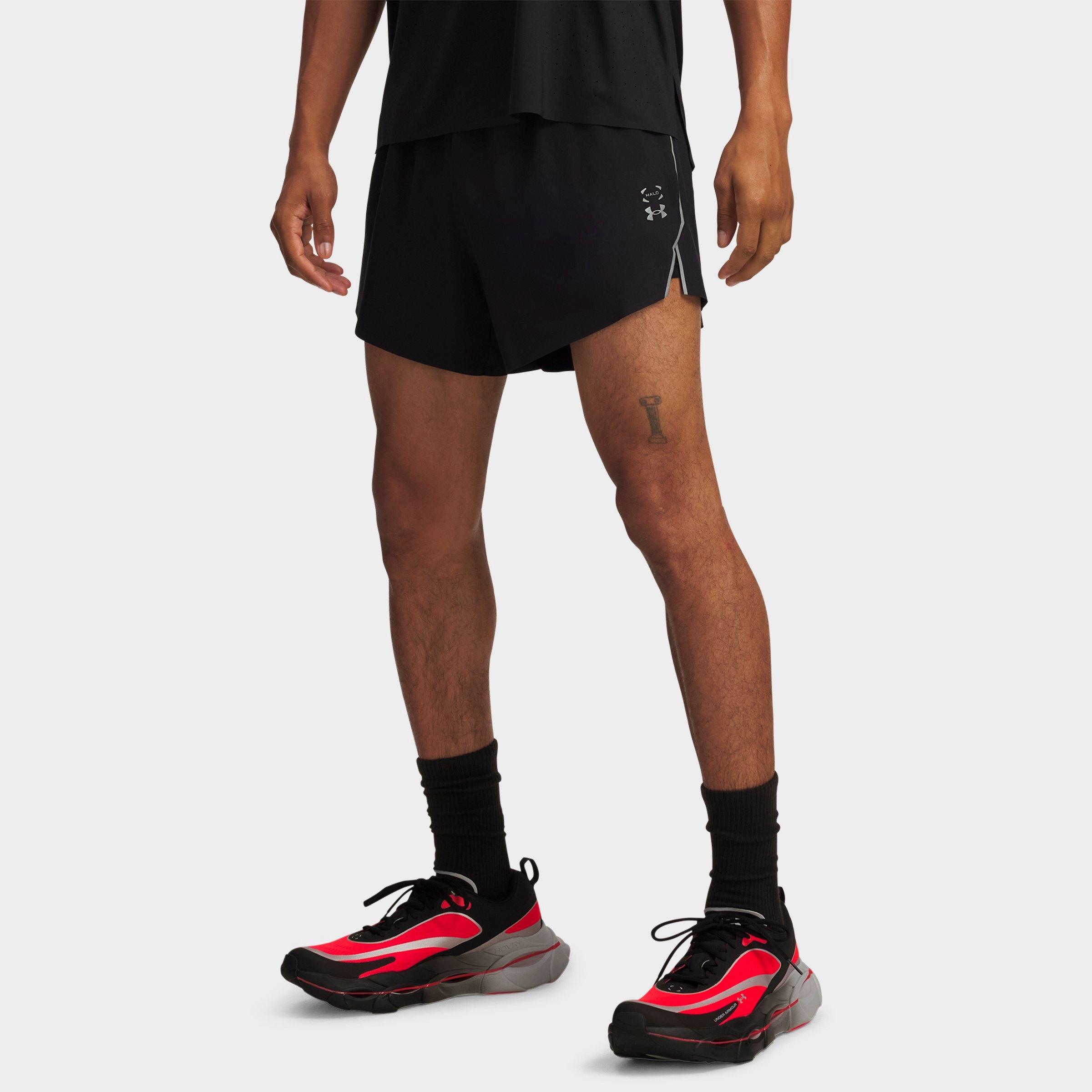Under Armour Men's UA Halo Run 4" Running Shorts in Black/Castlerock/Reflective Size: XS