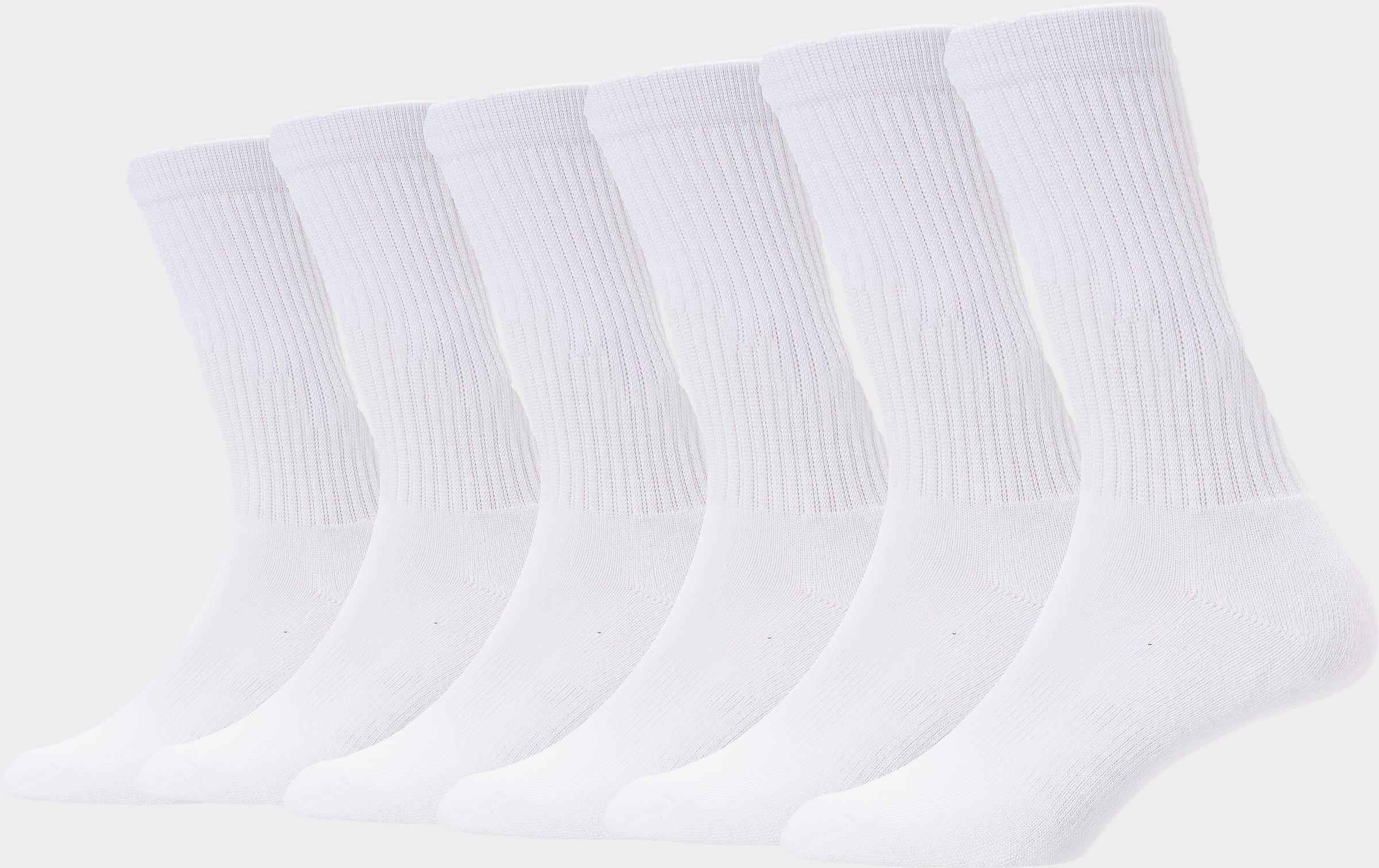 Finish Line Women's Crew Socks 6-Pack in White/White Size Medium Cotton