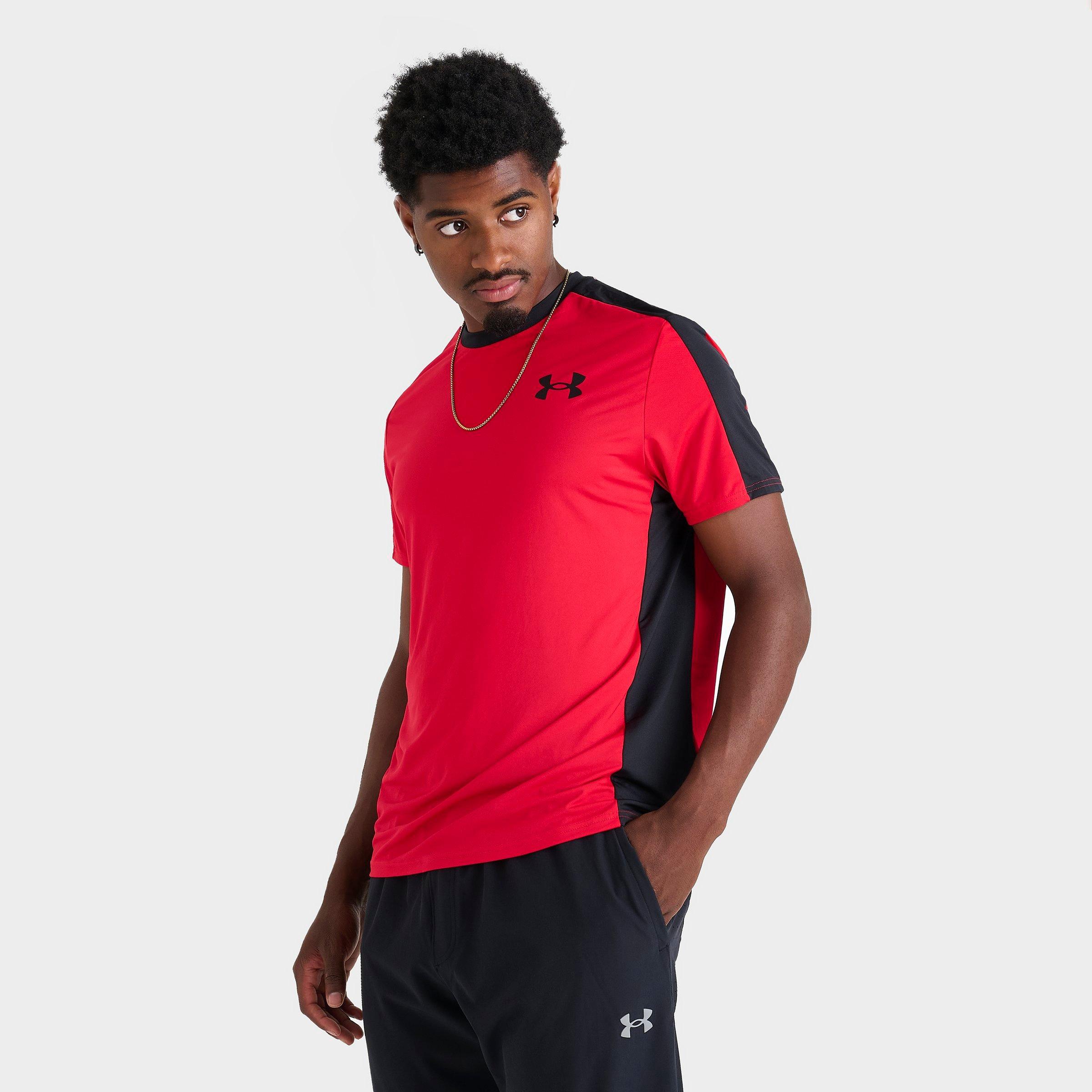 Under Armour Men's HeatGear Wordmark Training T-Shirt in Red/Black Size: Small