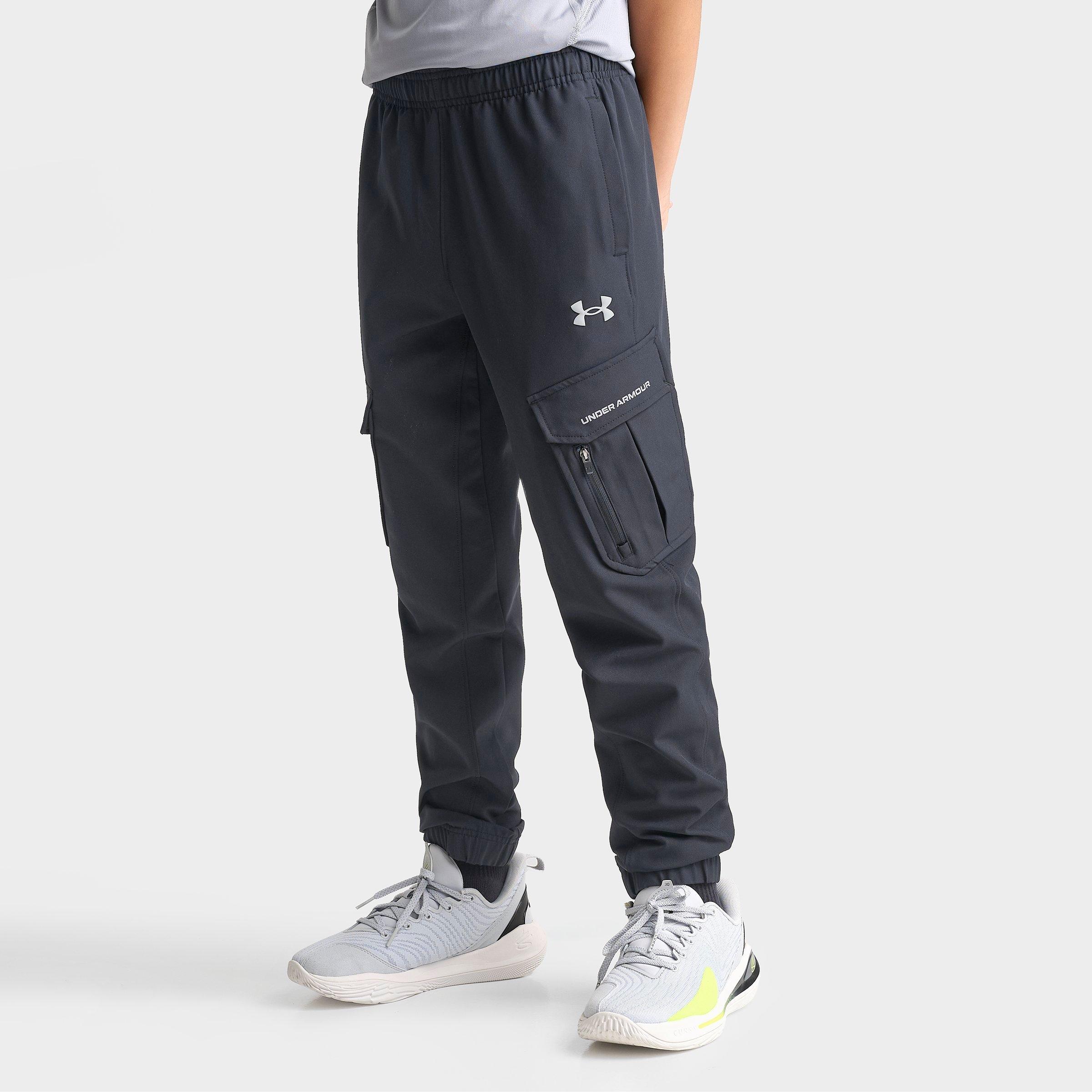 Under Armour Boys Big Kids UA Woven Cargo Jogger Pants in Black/Steel Size: Small