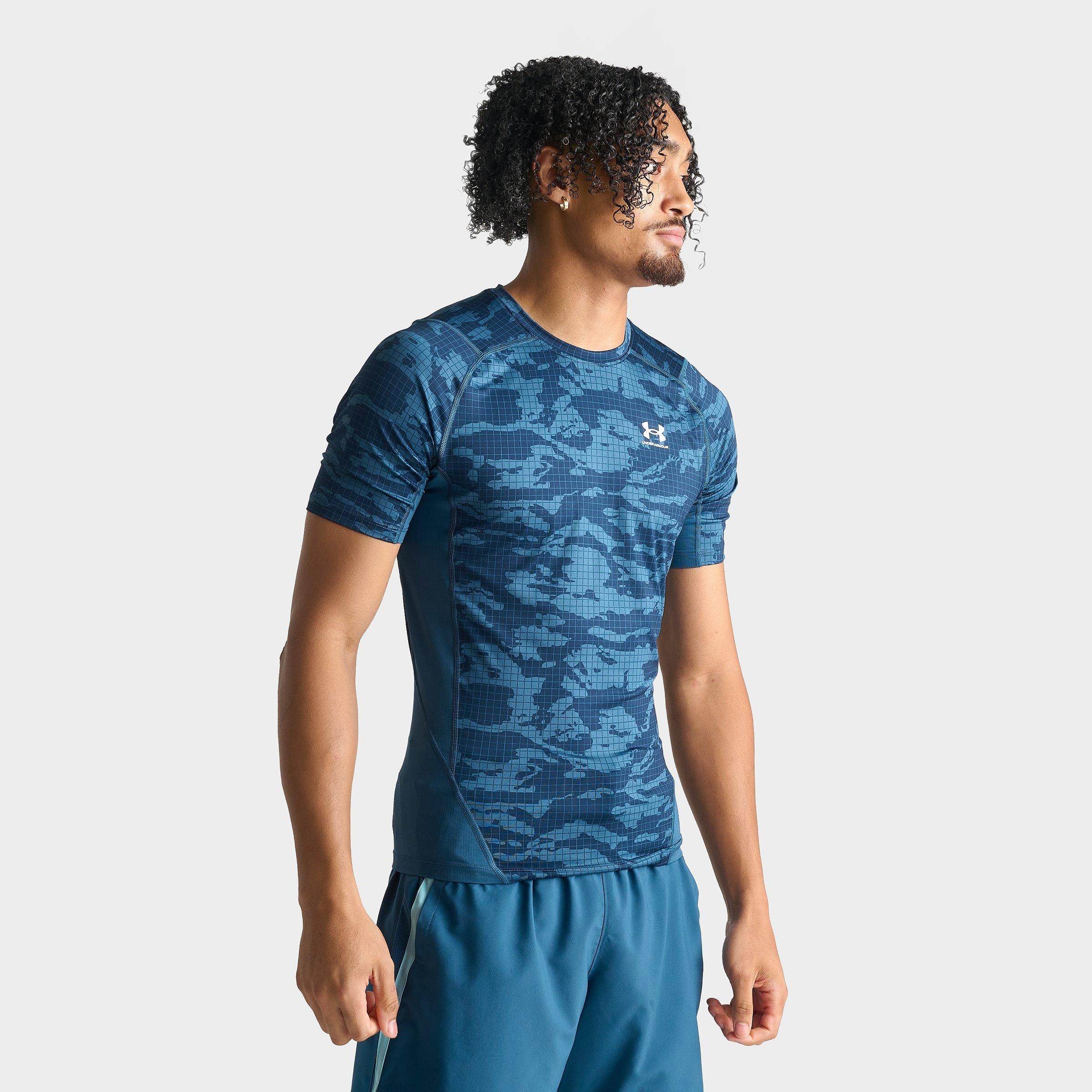Under Armour Men's HeatGear Printed Training Top in Wham Blue/White Size: 2XL